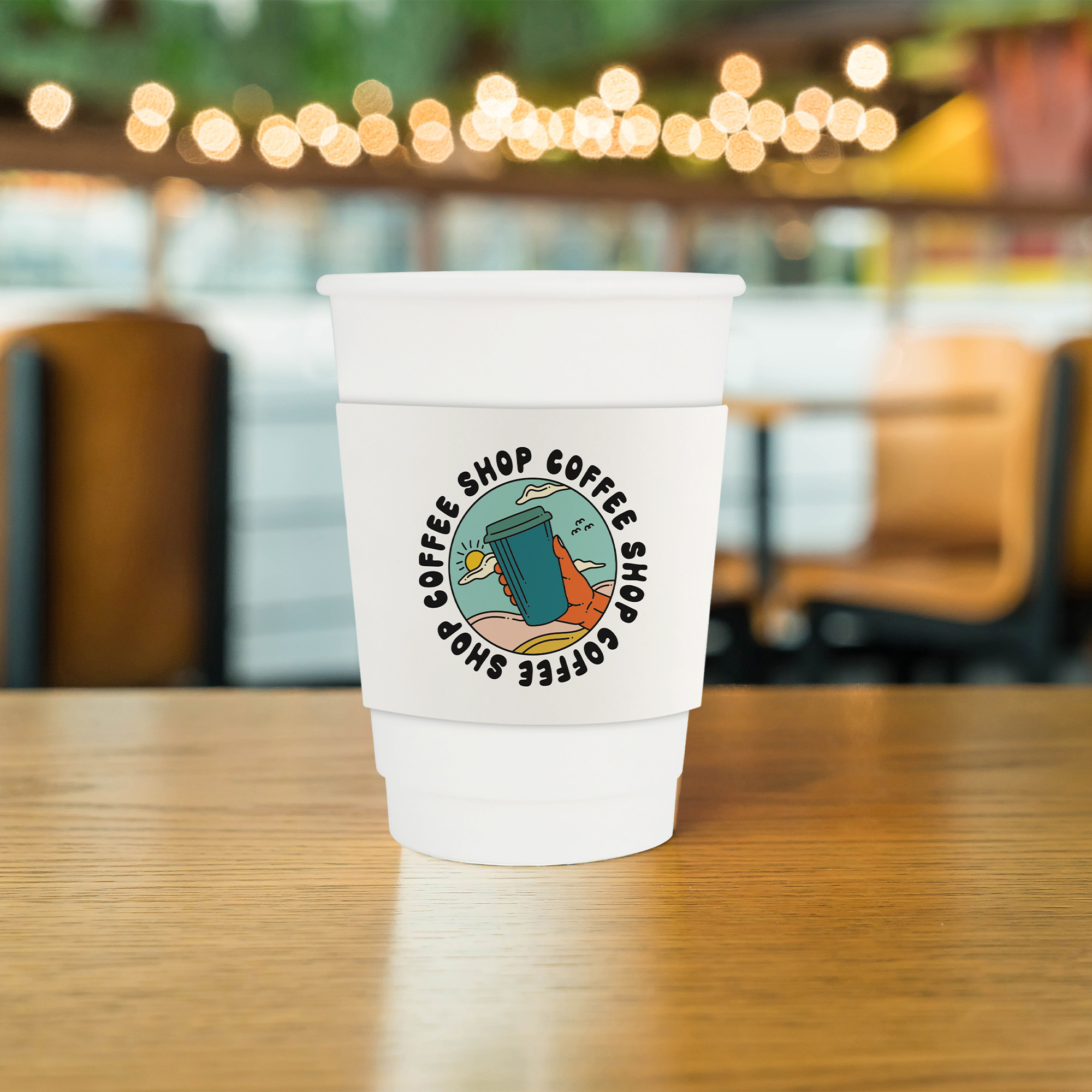 Home Compostable Aqueous Double Wall Paper Cups with Cup Sleeve - Image 9