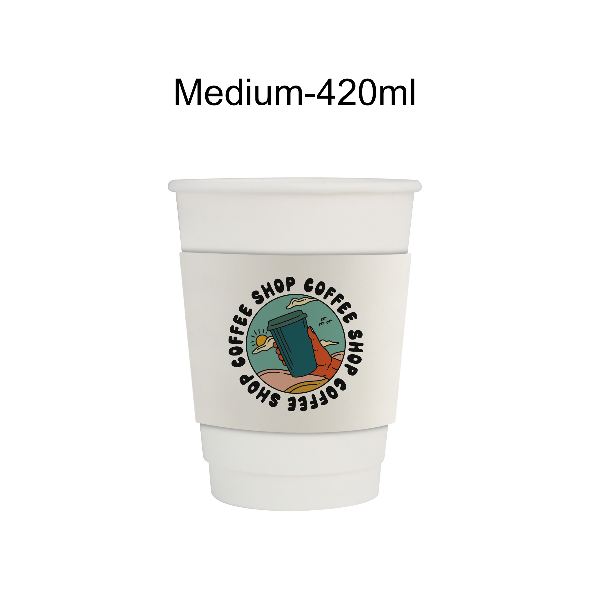 Home Compostable Aqueous Double Wall Paper Cups with Cup Sleeve - Image 3