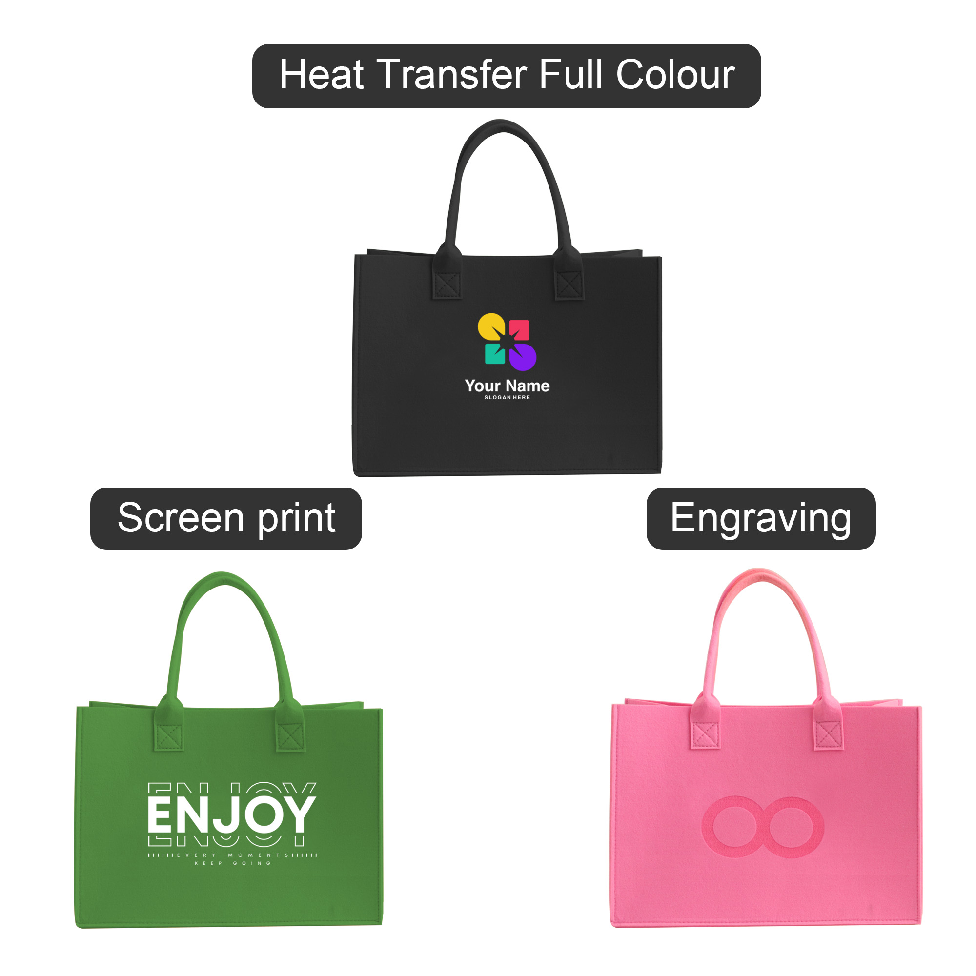 RPET Customizable Felt Tote Bag - Image 10