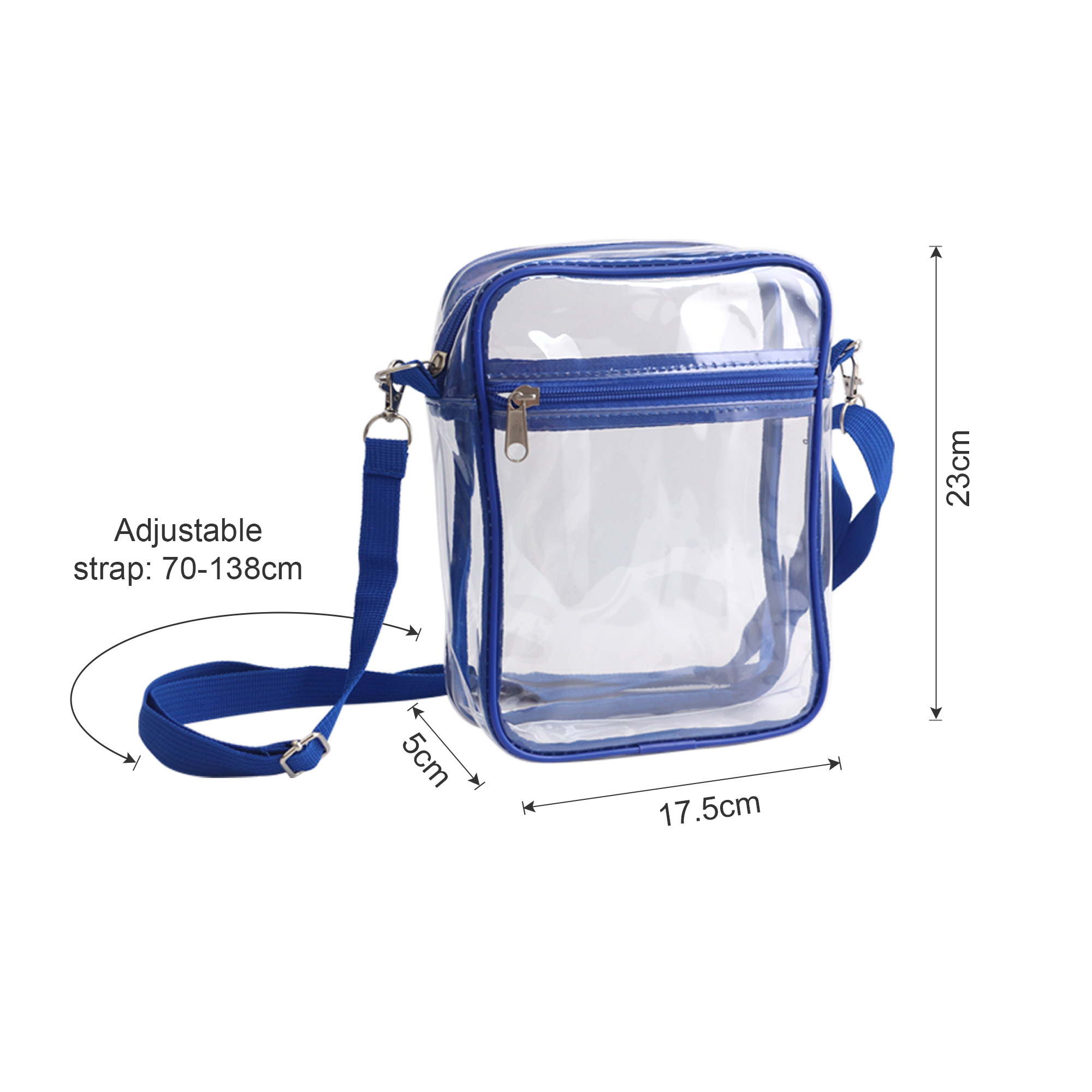 Clear Tote Bag with Zipper Closure Crossbody - Image 10