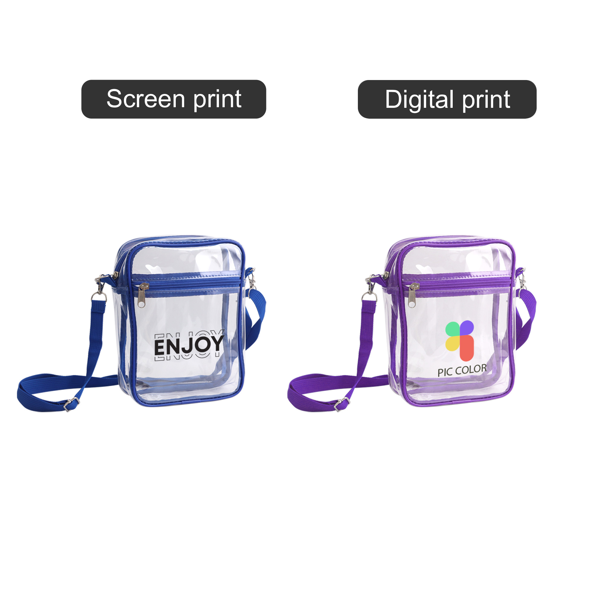Clear Tote Bag with Zipper Closure Crossbody - Image 11