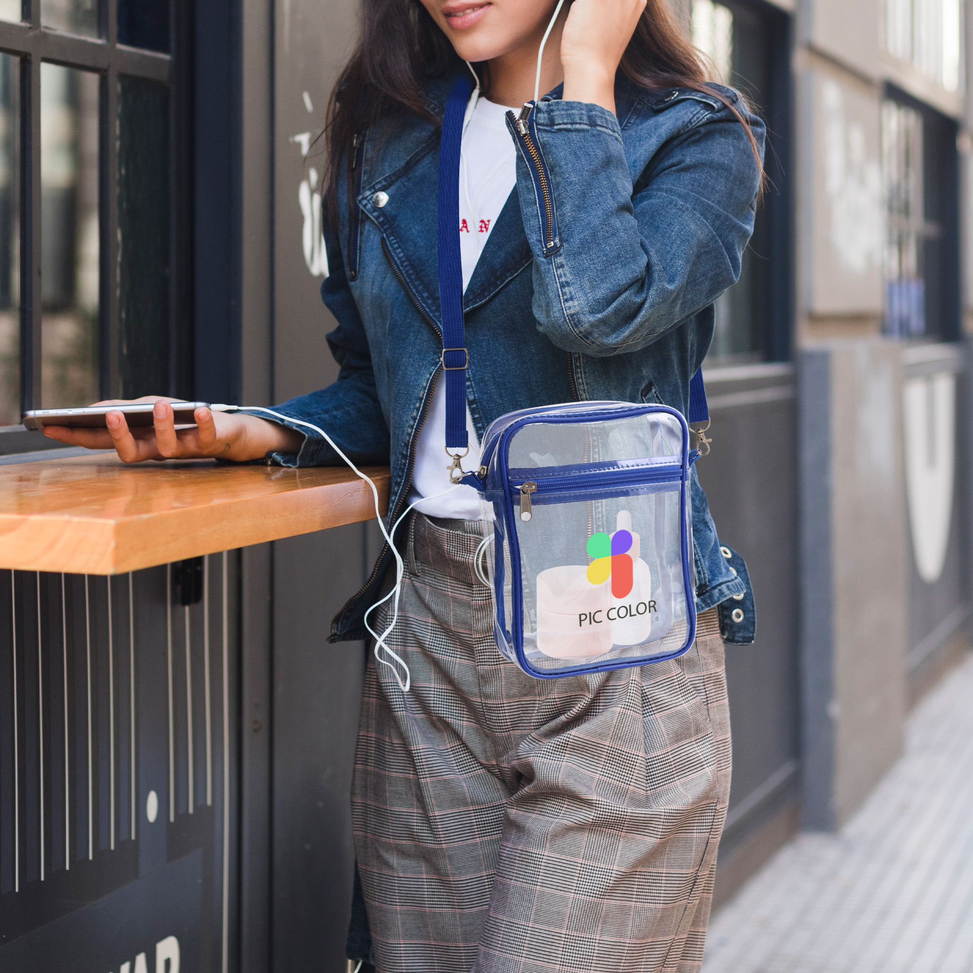 Clear Tote Bag with Zipper Closure Crossbody - Image 13