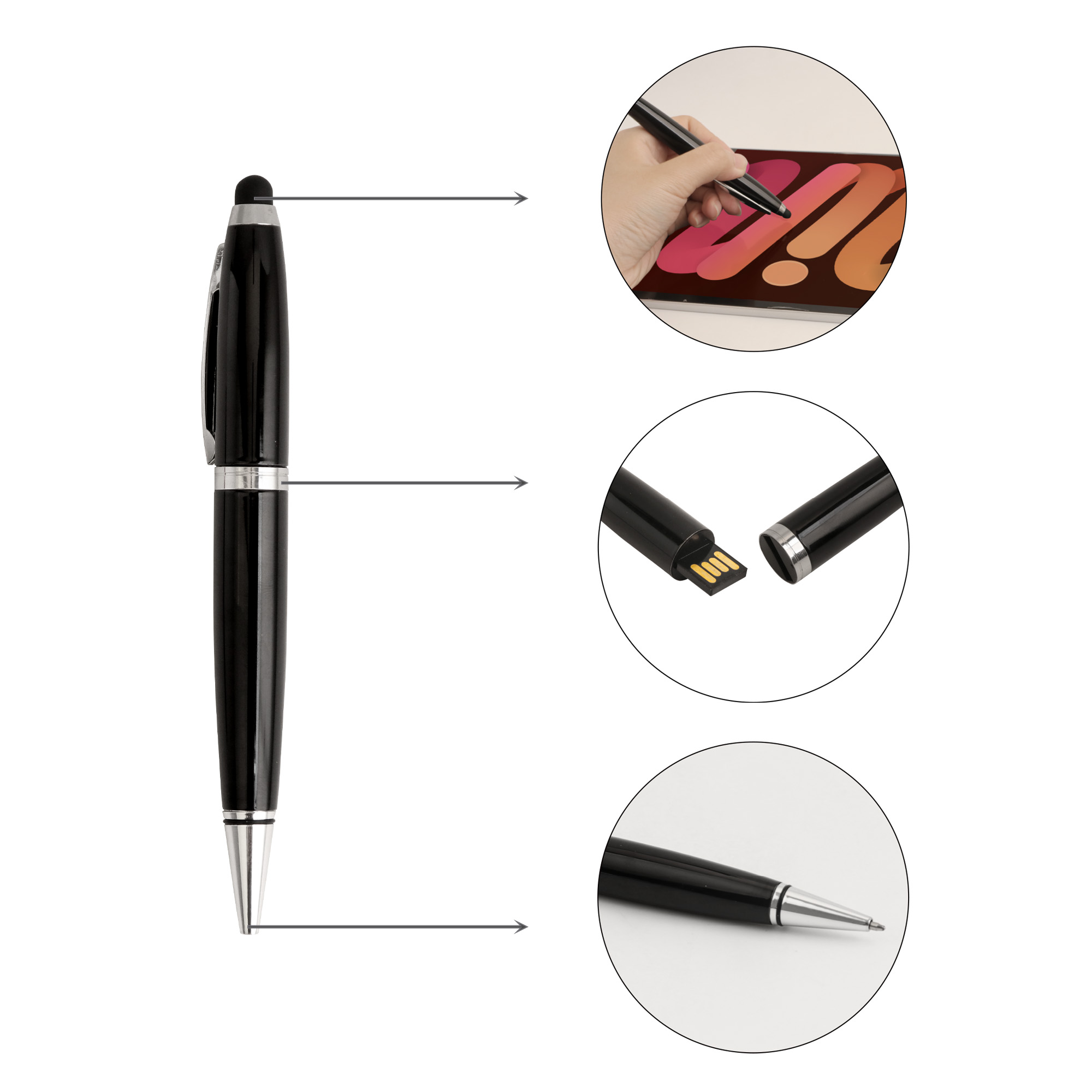 3in1 Metal Flash Drive Pen - Image 9