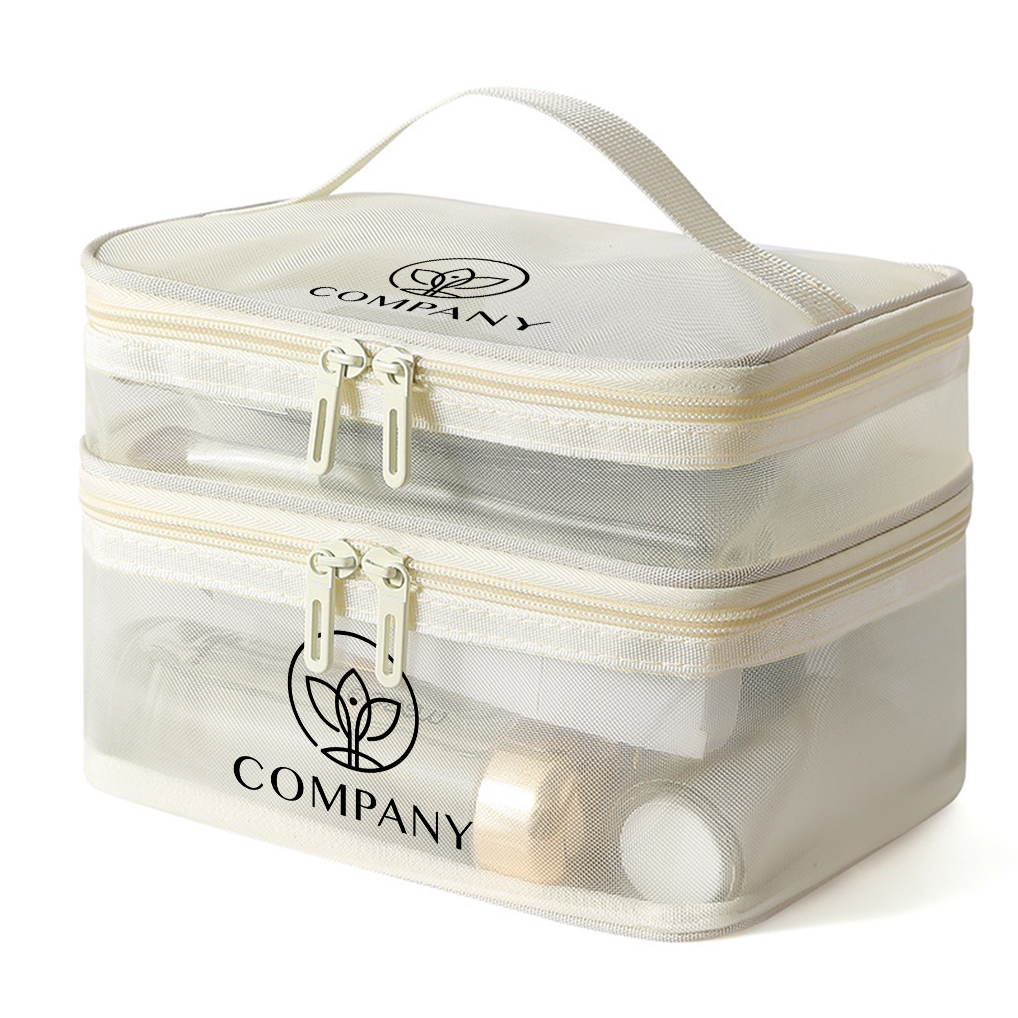 Nylon Mesh Sheer Double Layer Cosmetic Bag - Image 2