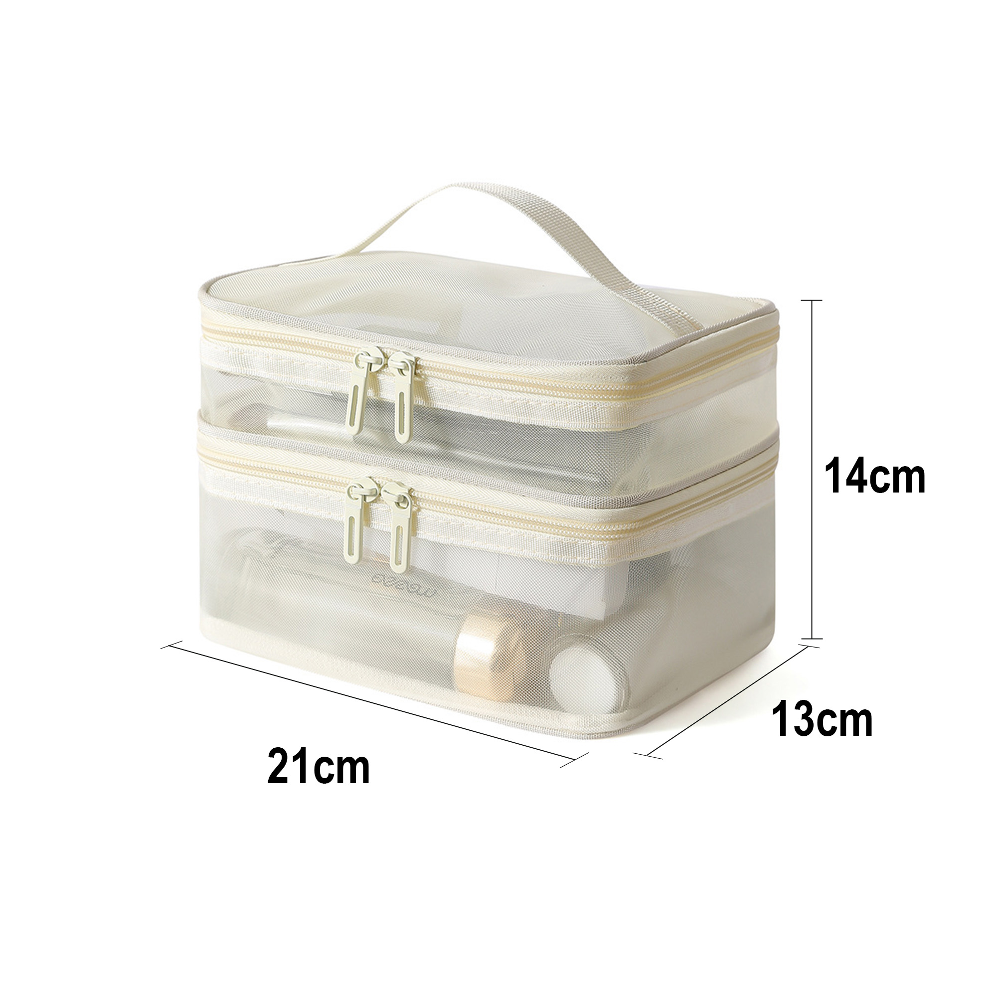 Nylon Mesh Sheer Double Layer Cosmetic Bag - Image 8