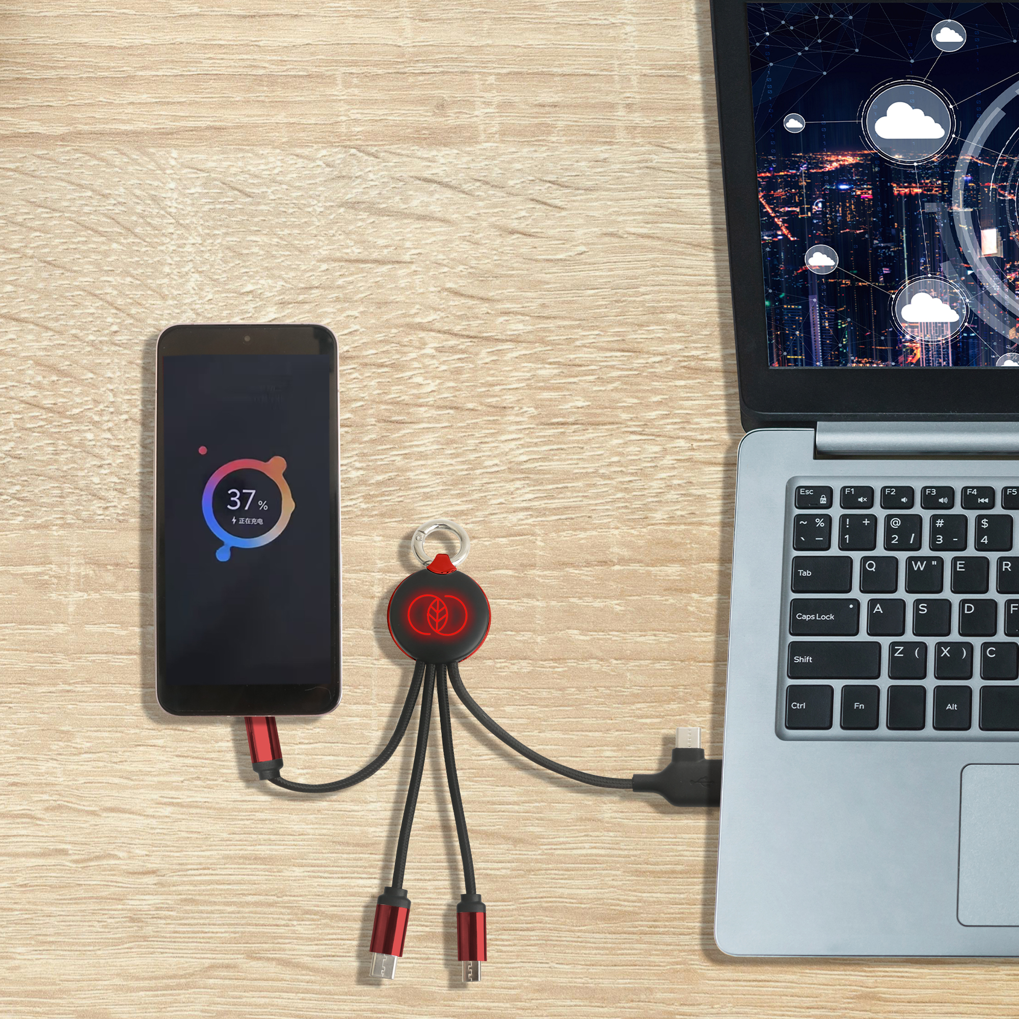 Round Shaped Light Up Multi Charging Cable - Image 12