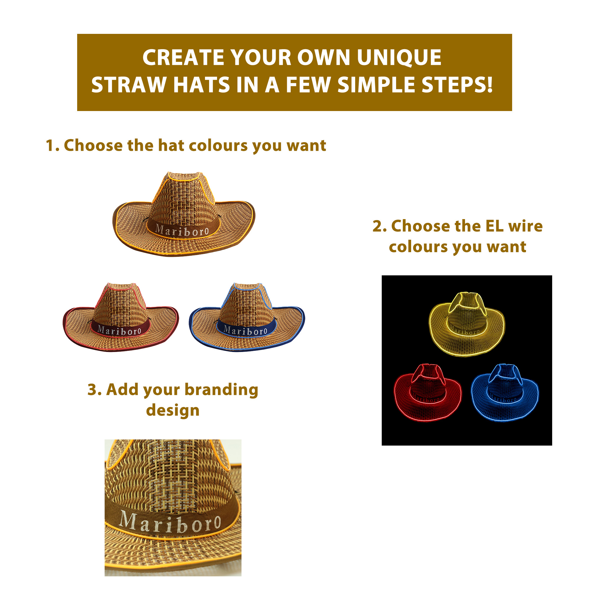 Light Up Straw Hats - Image 8
