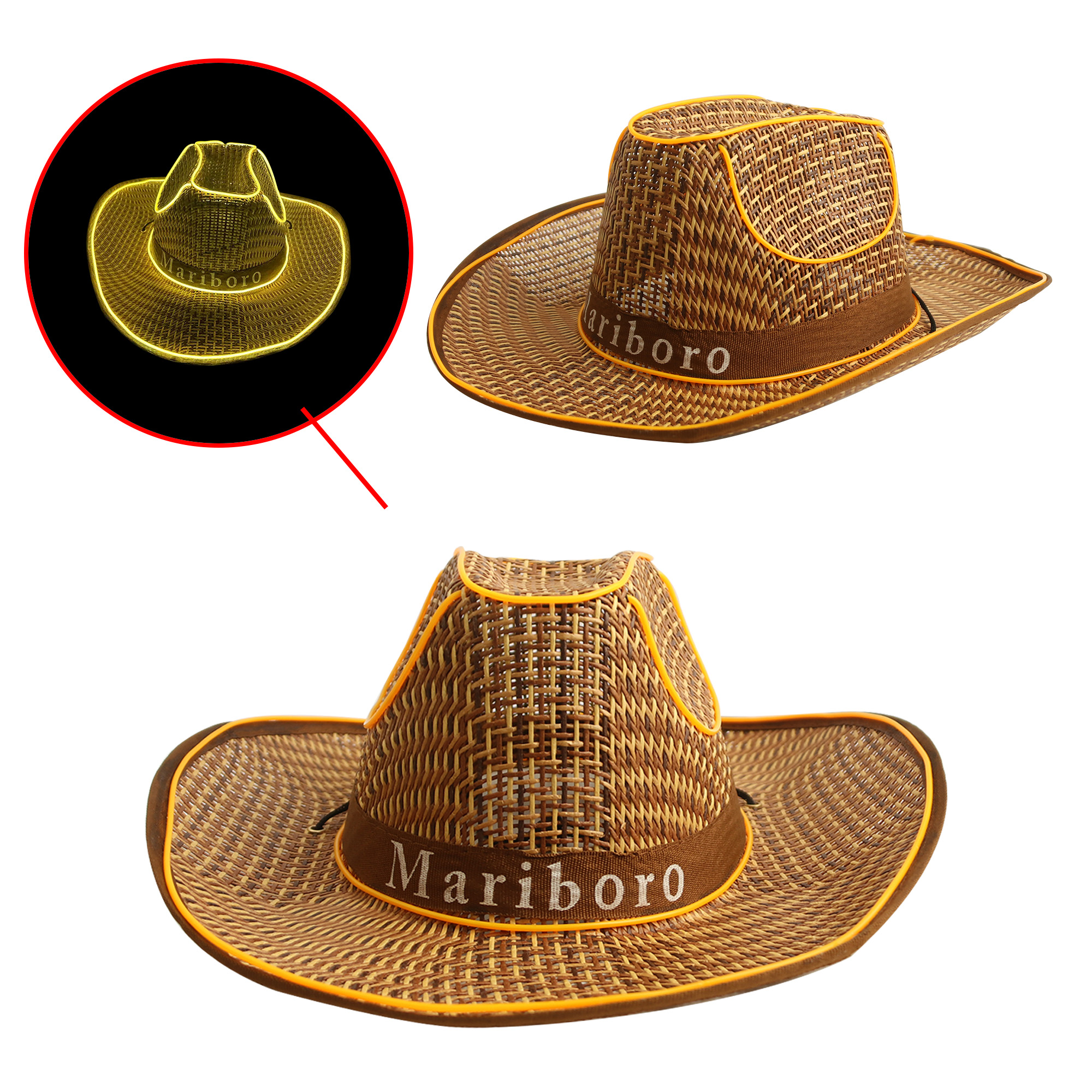 Light Up Straw Hats - Image 3