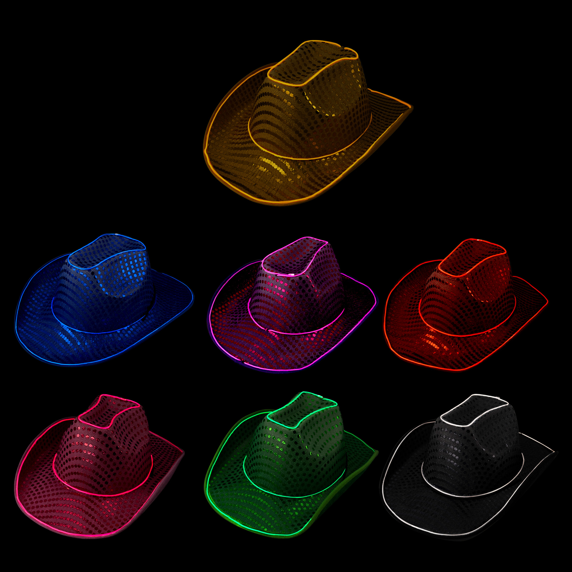 Light Up Sequin Cowboy Hats - Image 2