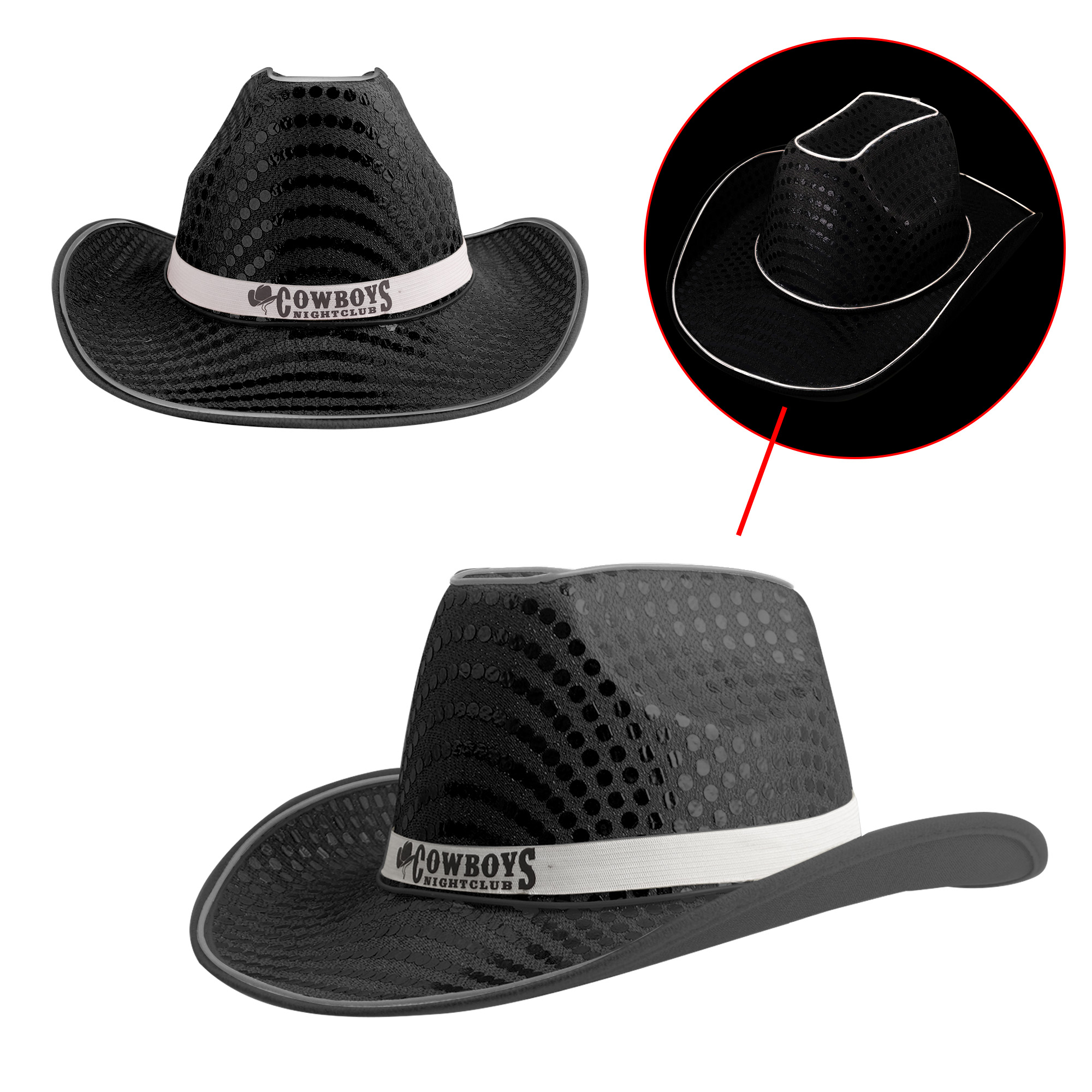 Light Up Sequin Cowboy Hats - Image 9