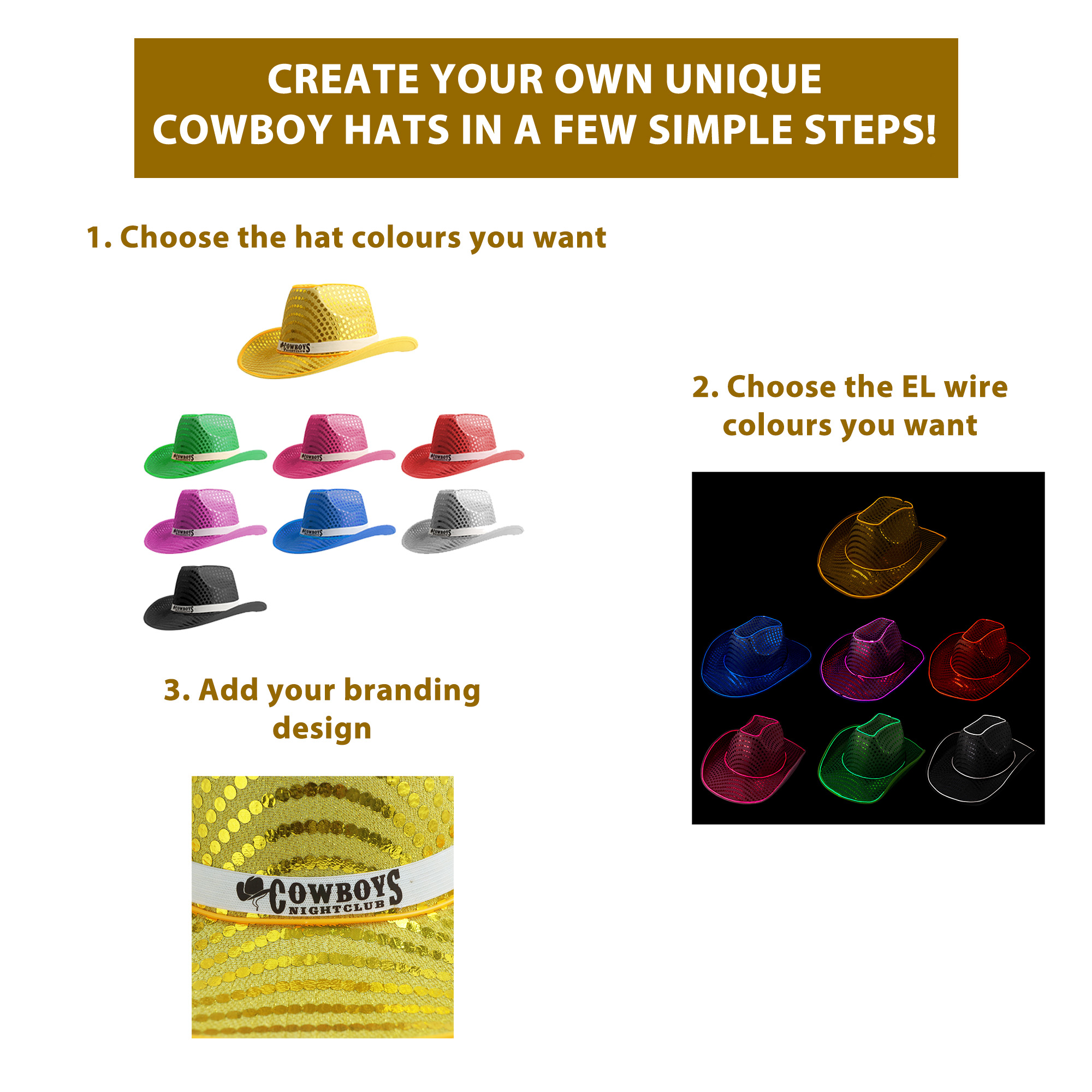 Light Up Sequin Cowboy Hats - Image 13