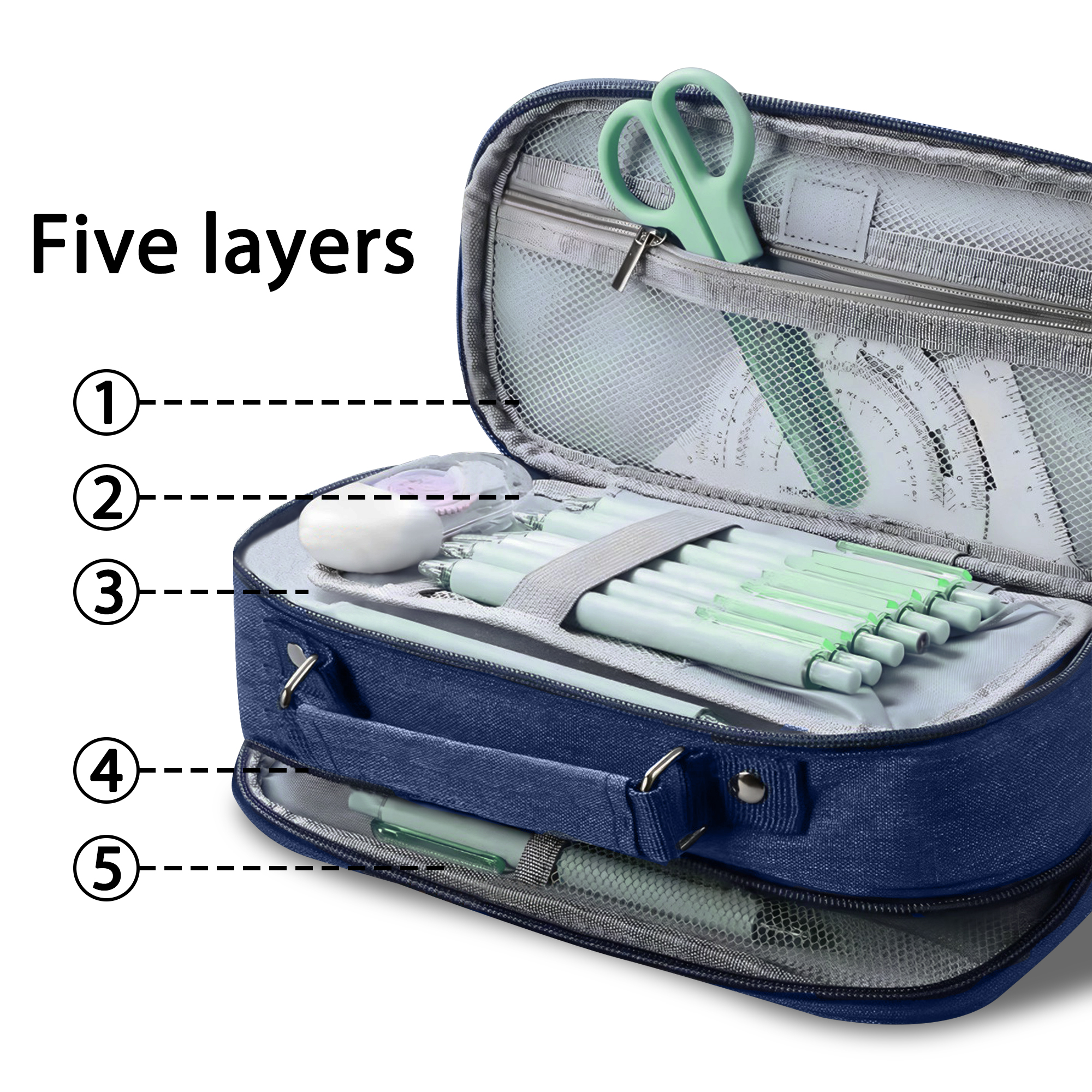 Pencil Case with Compartments and handle - Image 8