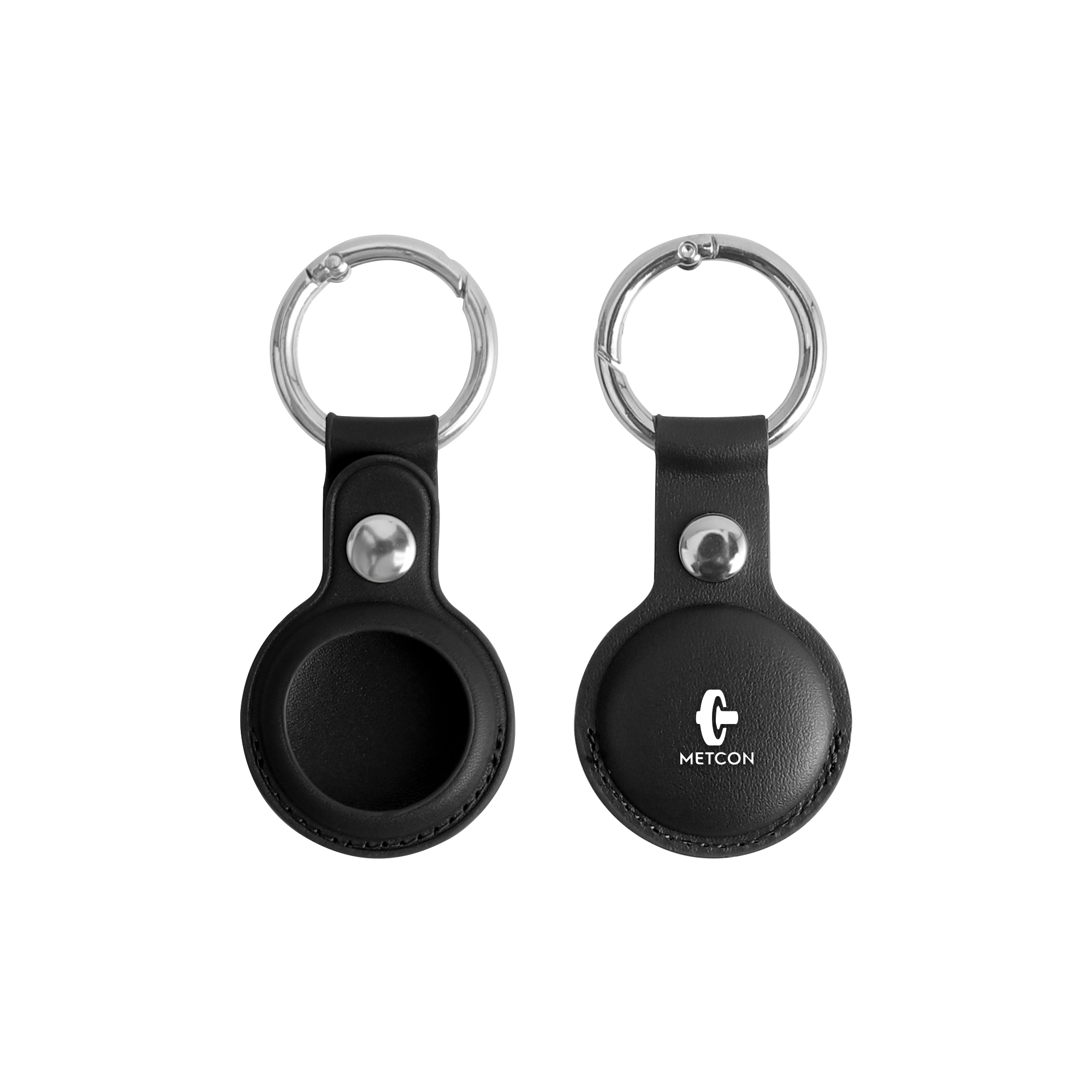 PU Leather AirTag Holder with Keyring - Image 2