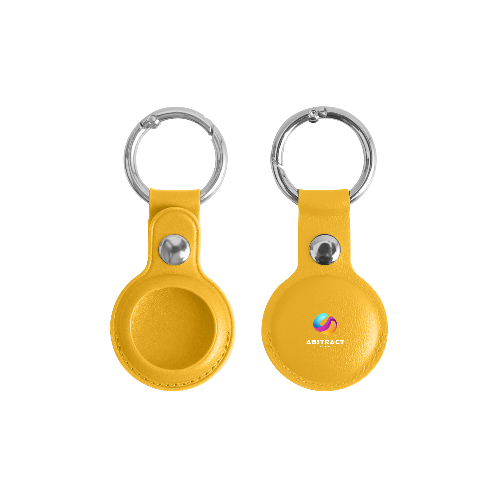 PU Leather AirTag Holder with Keyring - Image 7