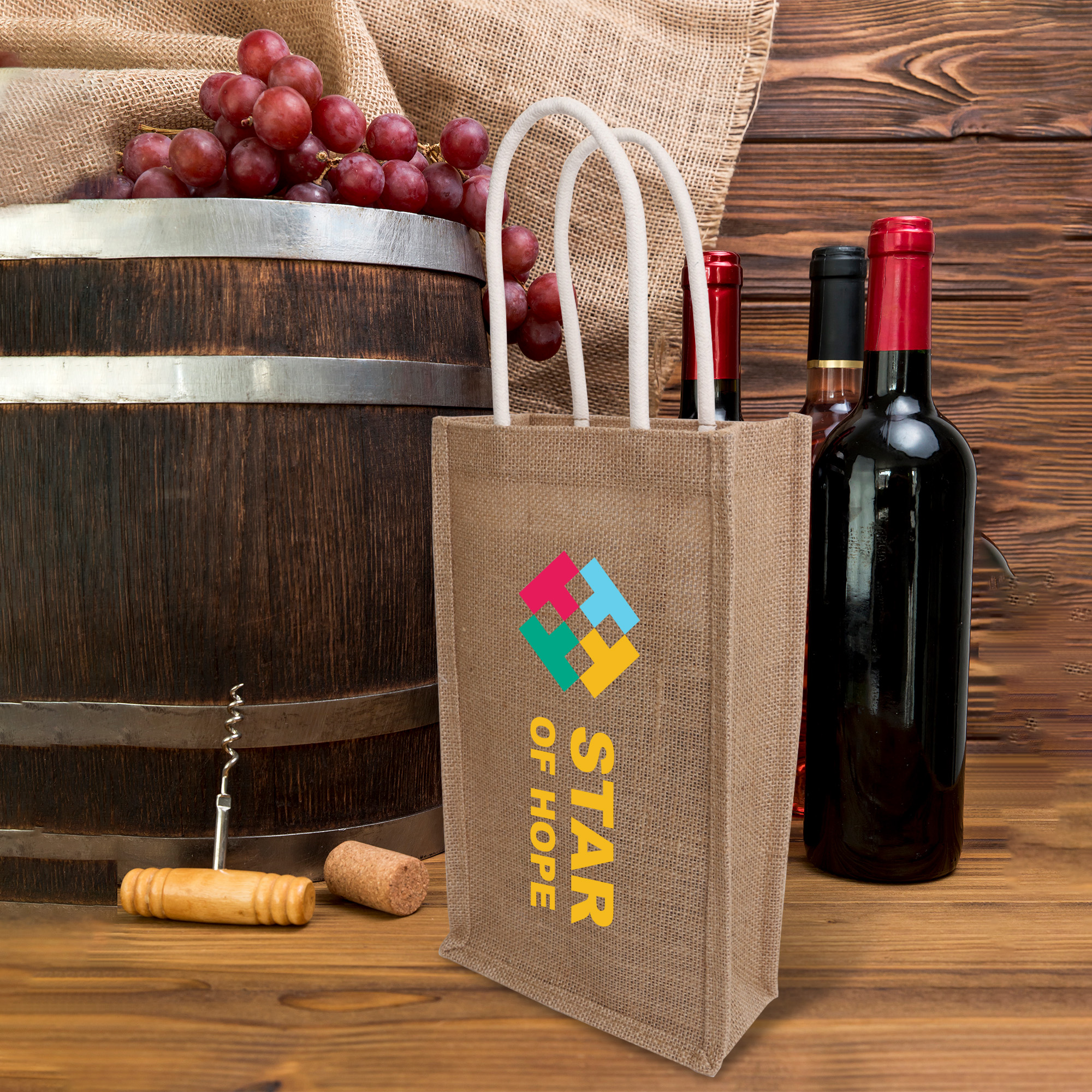 Jute Double Wine Carrier - Image 5