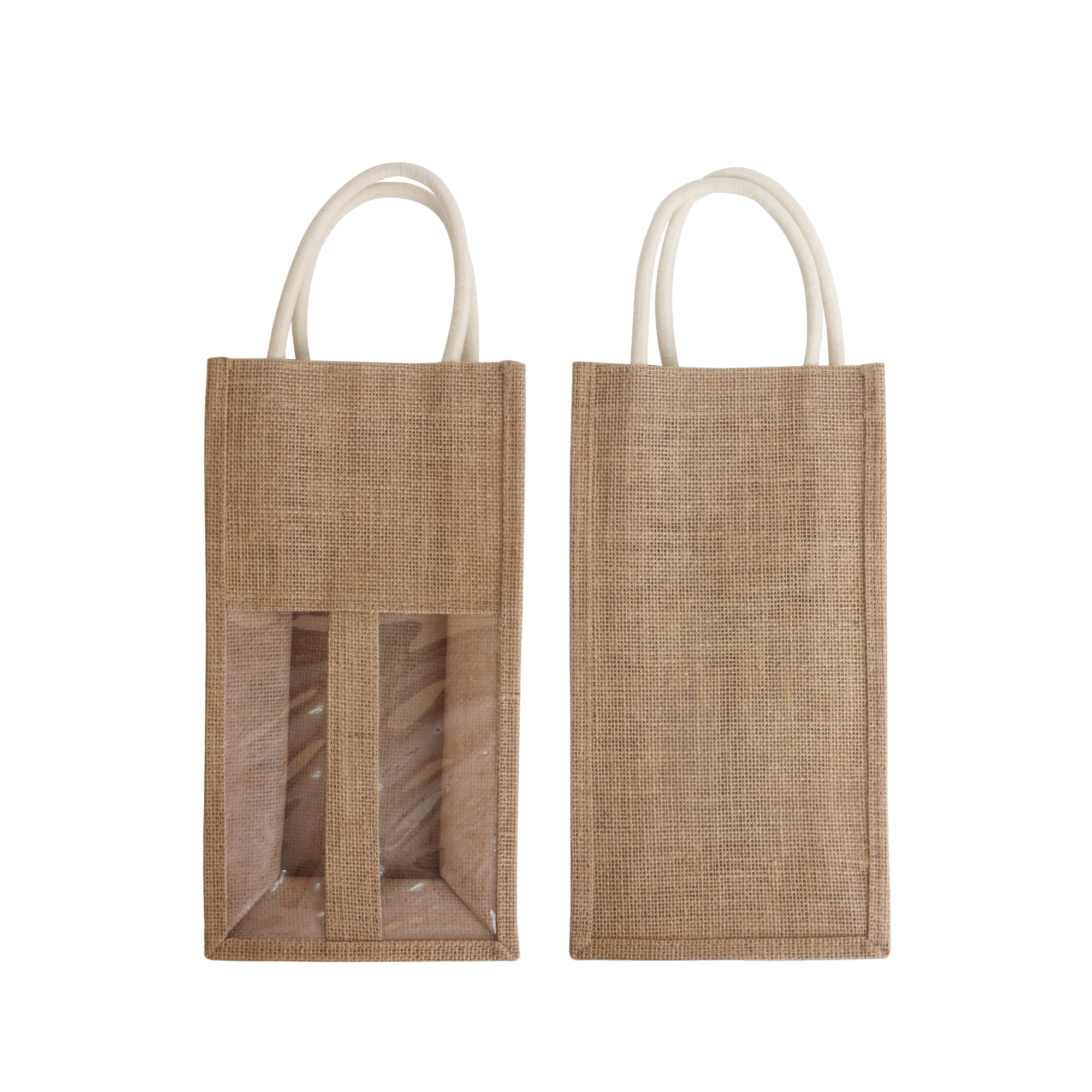 Jute Double Wine Carrier with Window - Image 2