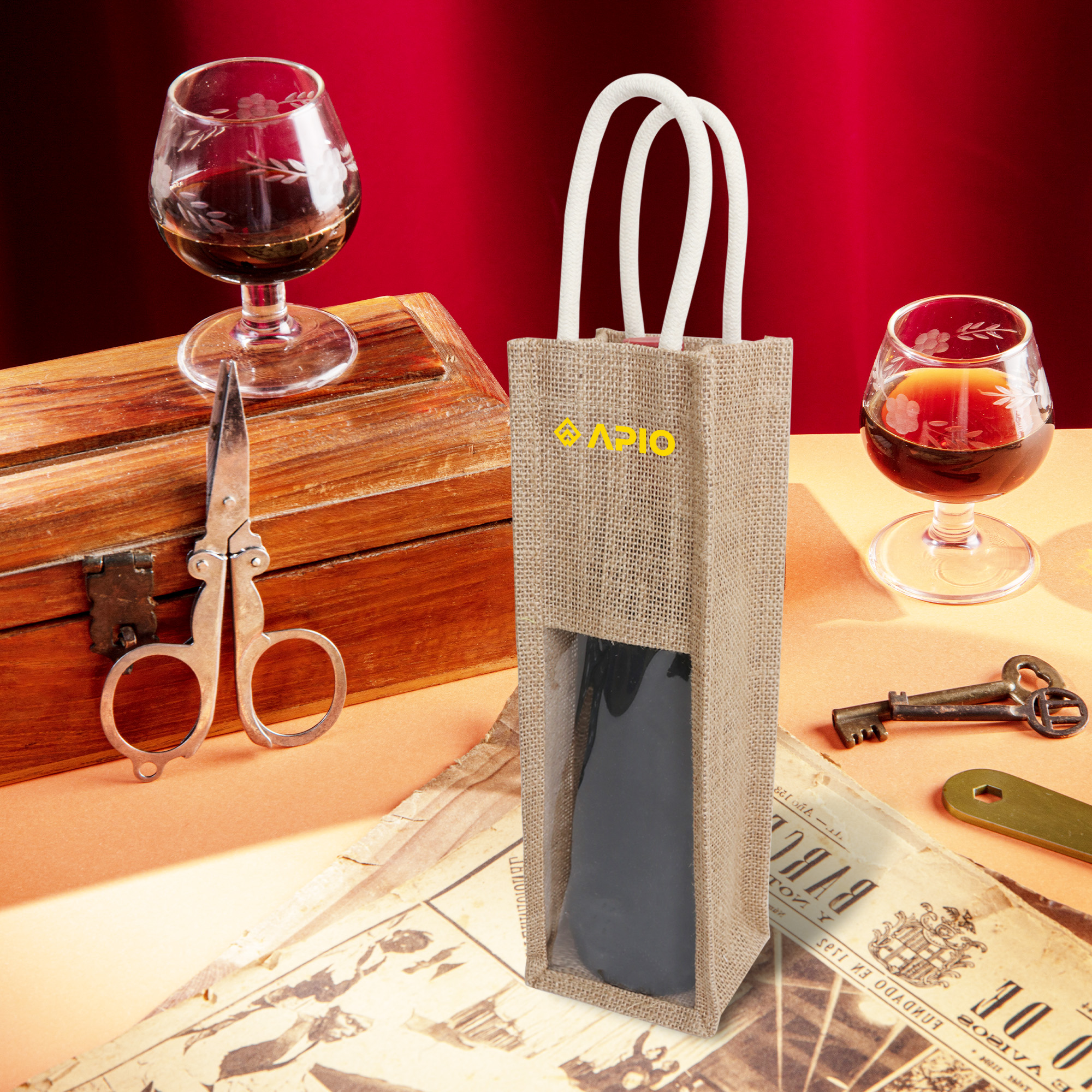 Jute Wine Carrier with Window - Image 6