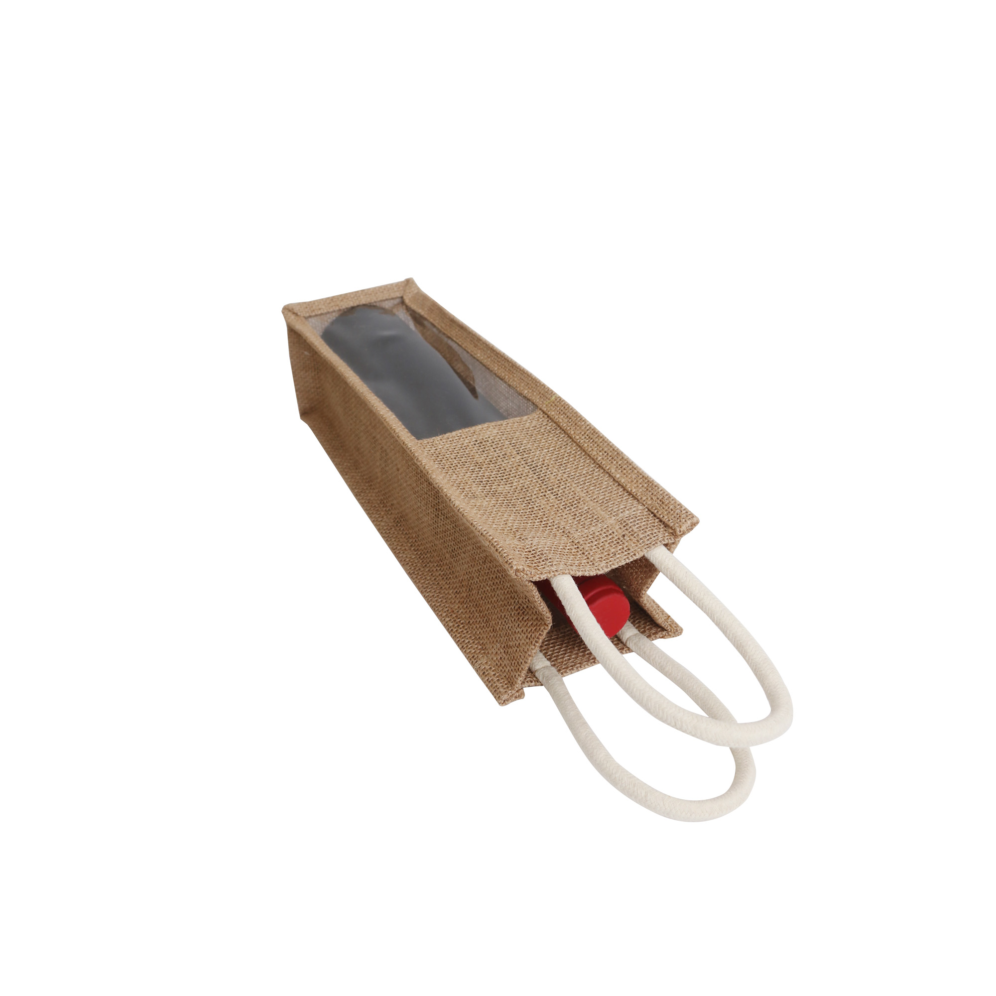 Jute Wine Carrier with Window - Image 5
