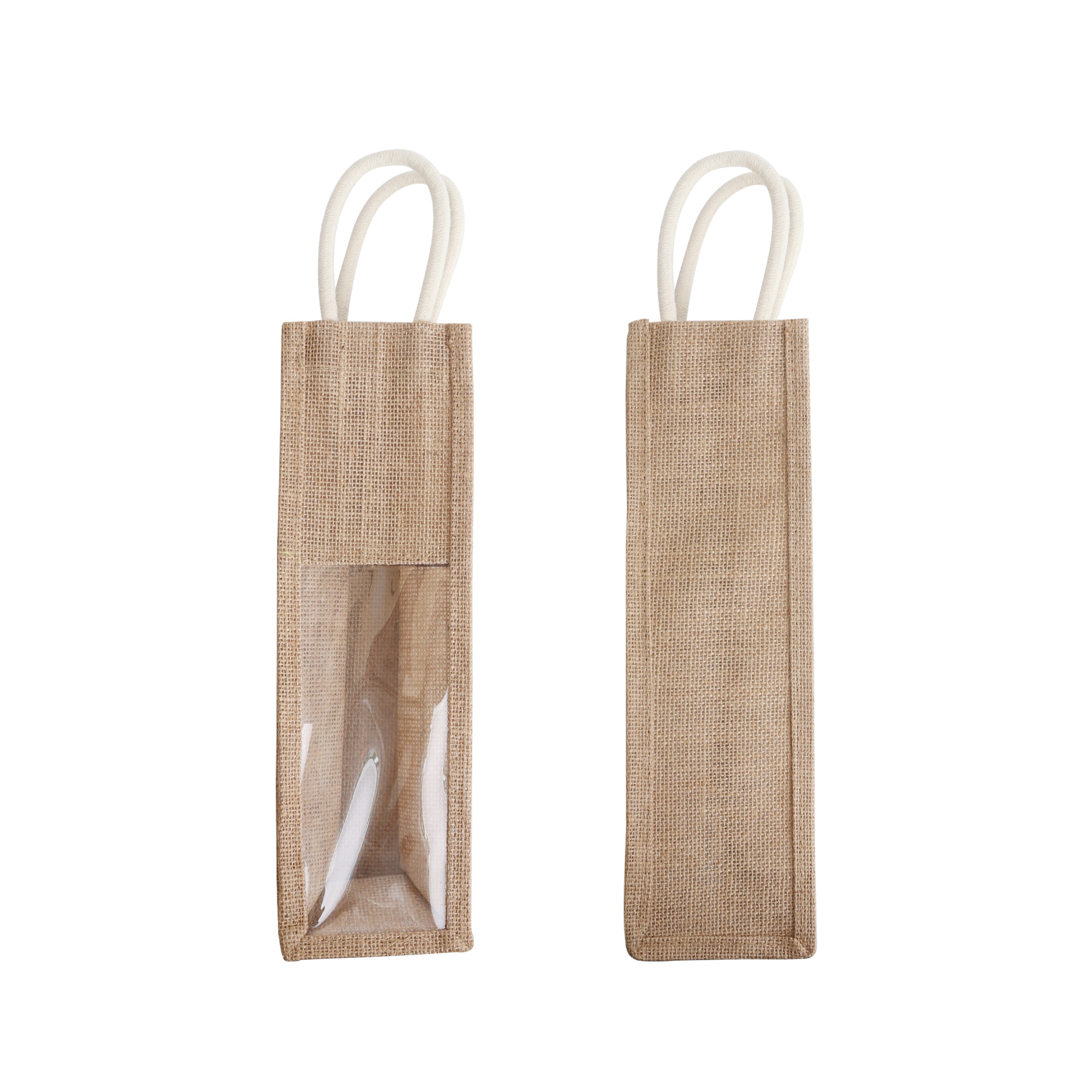 Jute Wine Carrier with Window - Image 2