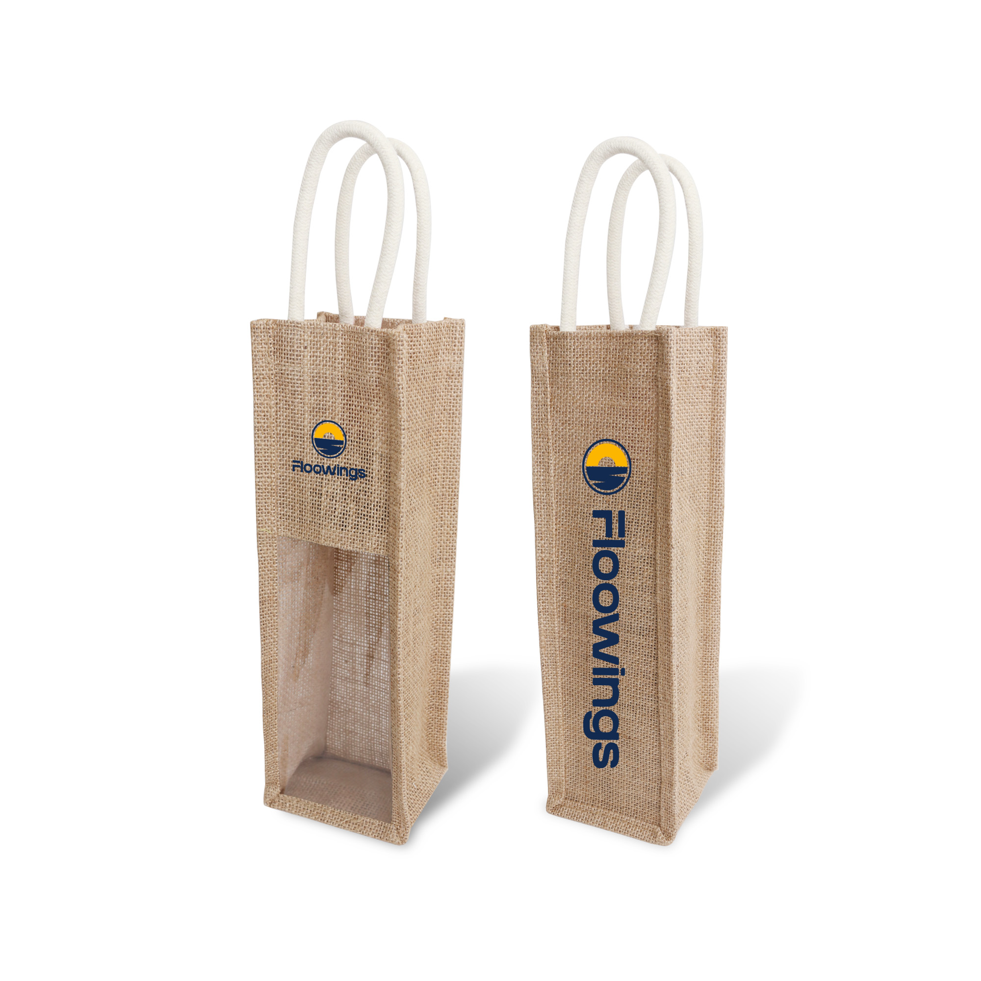 Jute Wine Carrier with Window - Image 3