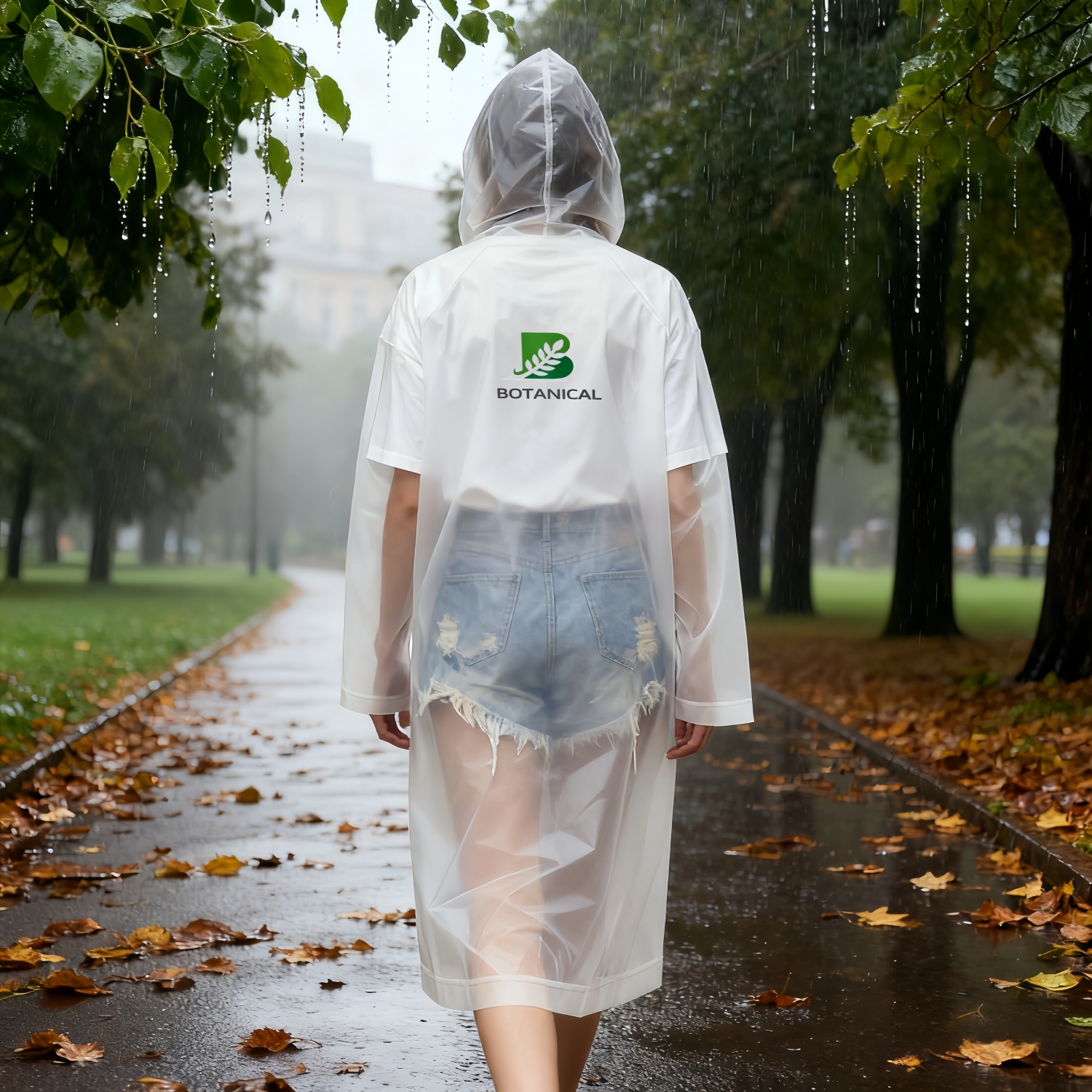 Reusable Adult EVA Digital Print Raincoat - Image 3