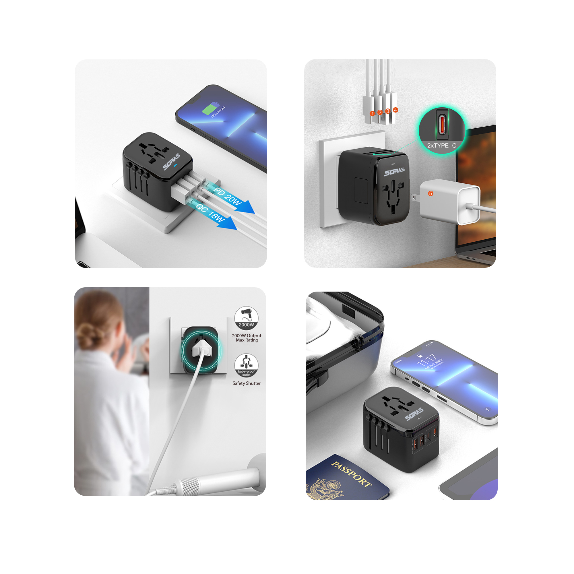 Universal Travel Adapter with USB-C Ports - Image 9