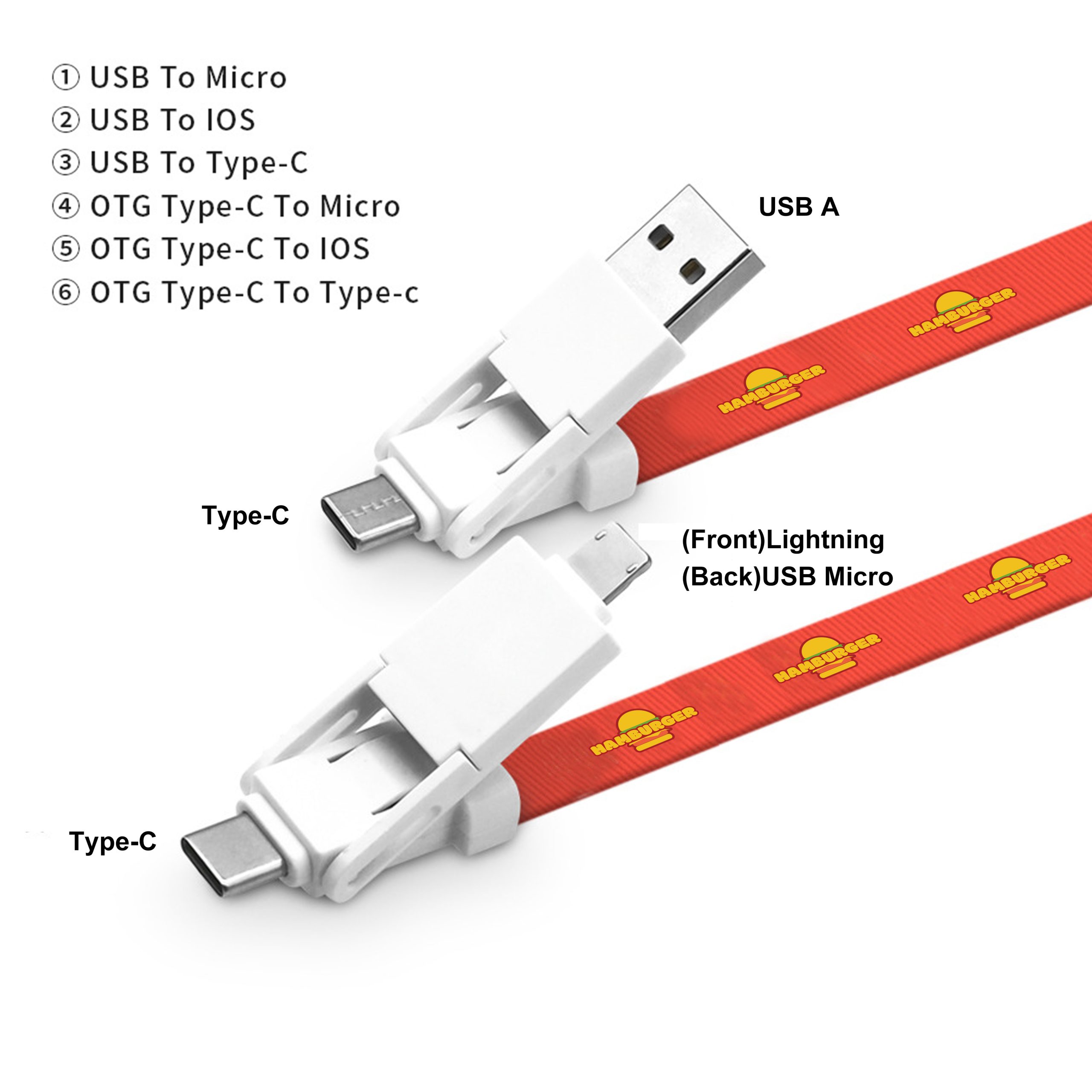 6 in 1 Polyester Lanyard Charging Cable - Image 7