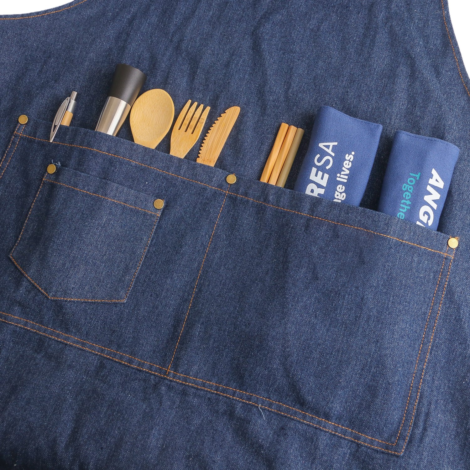 Poly-Cotton Denim Full Bib Apron With Neck Strap - Image 8