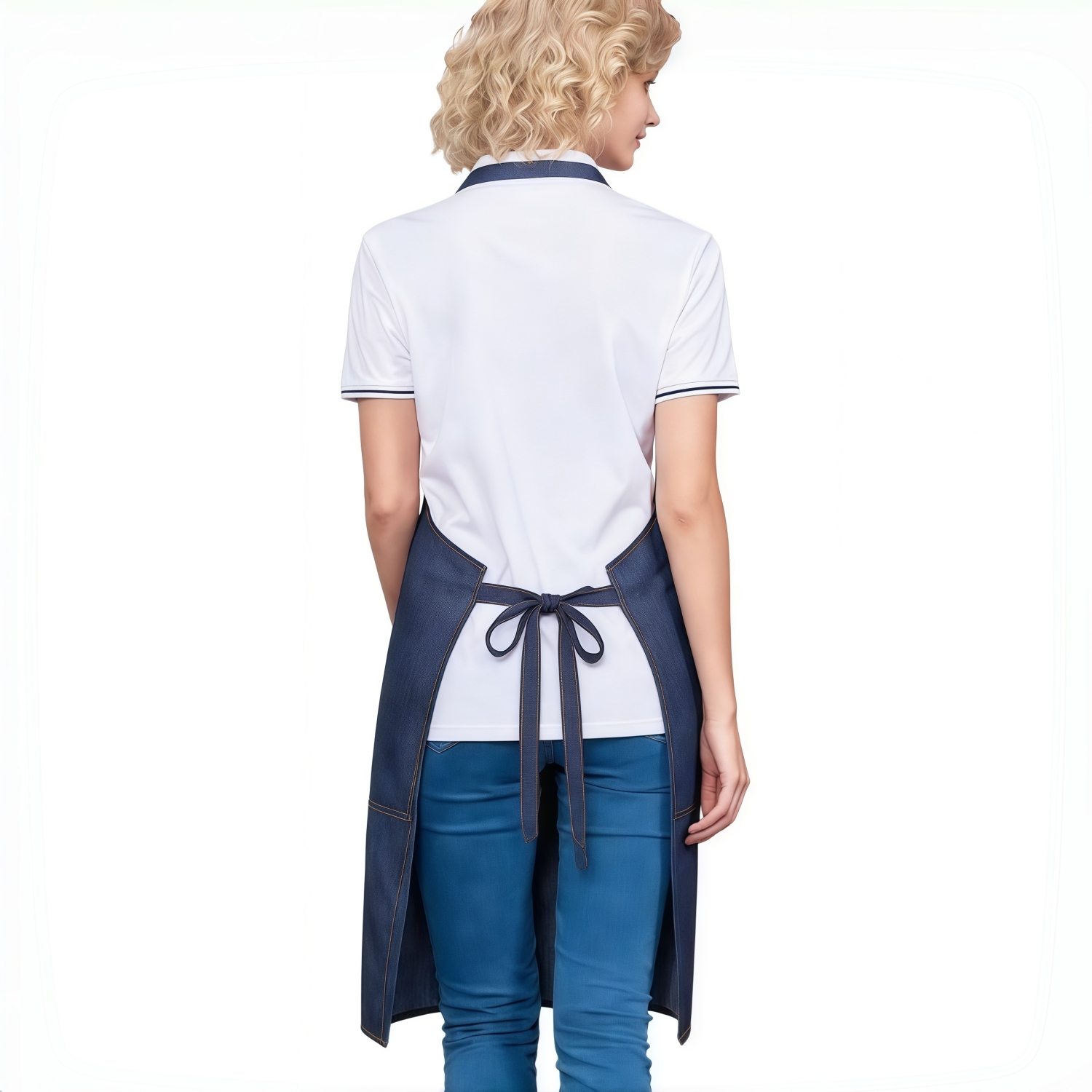 Poly-Cotton Denim Full Bib Apron With Neck Strap - Image 2