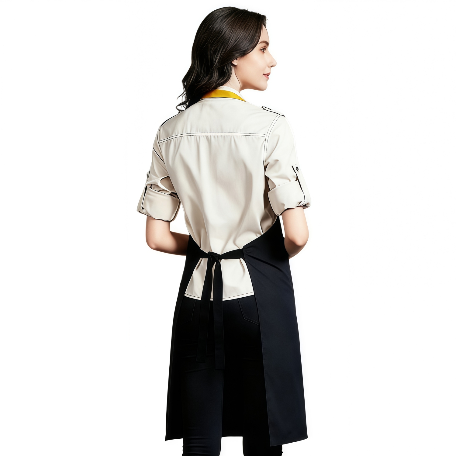 Poly-Cotton Canvas Full Bib Apron With Colour Neck Strap - Image 2