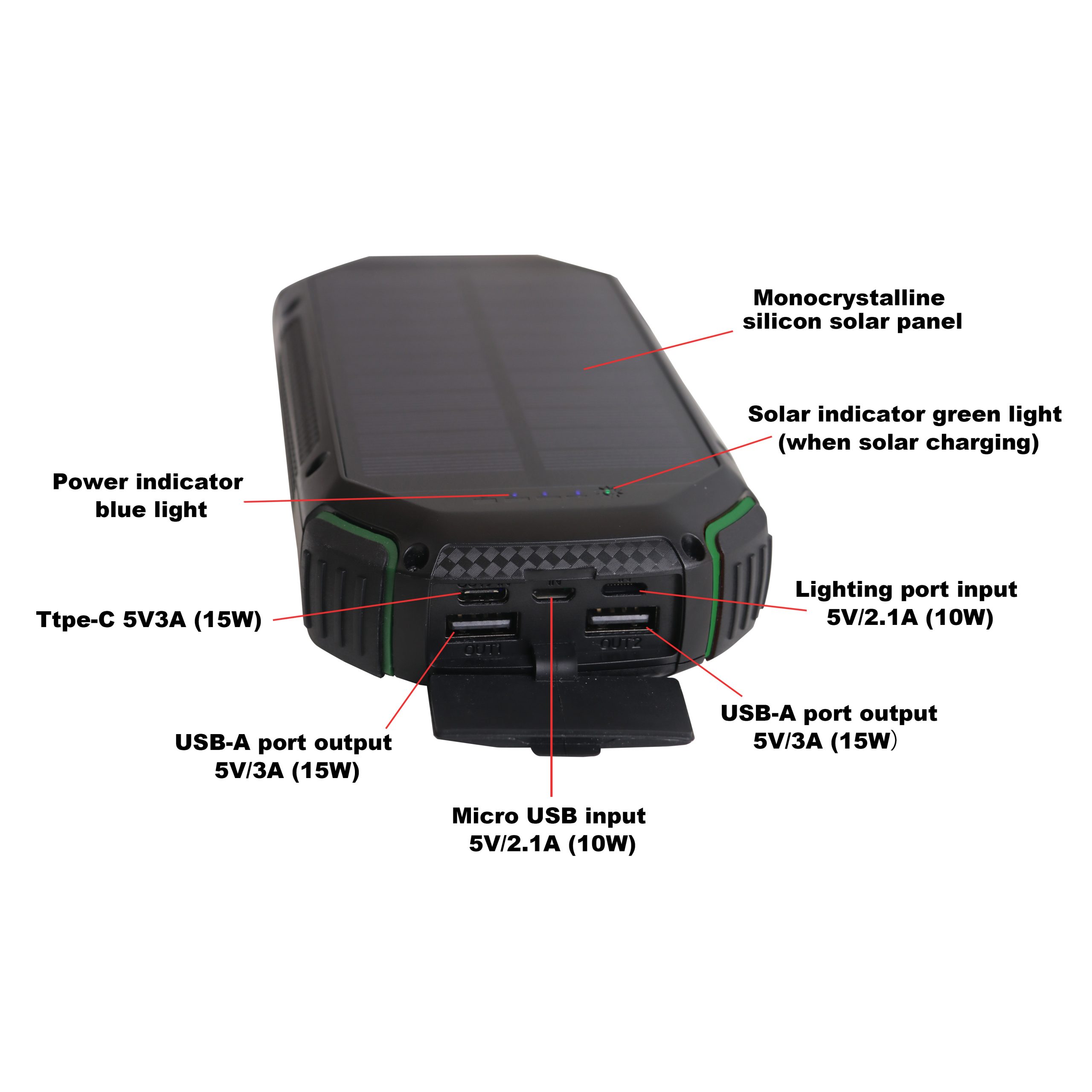 20000mAh Outdoor Solar Wireless Power Bank - Image 10