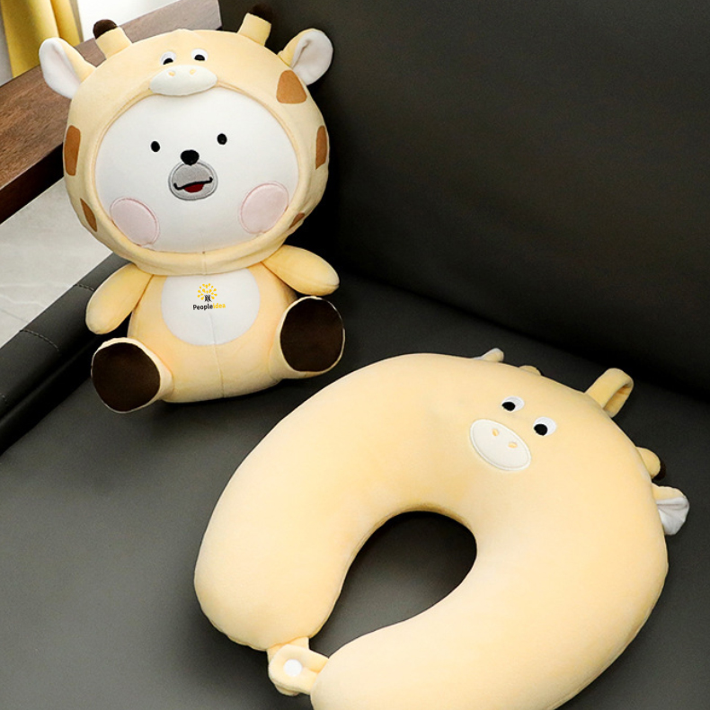 Sitting Animal Shaped 2 In 1 Travel Pillow - Image 6