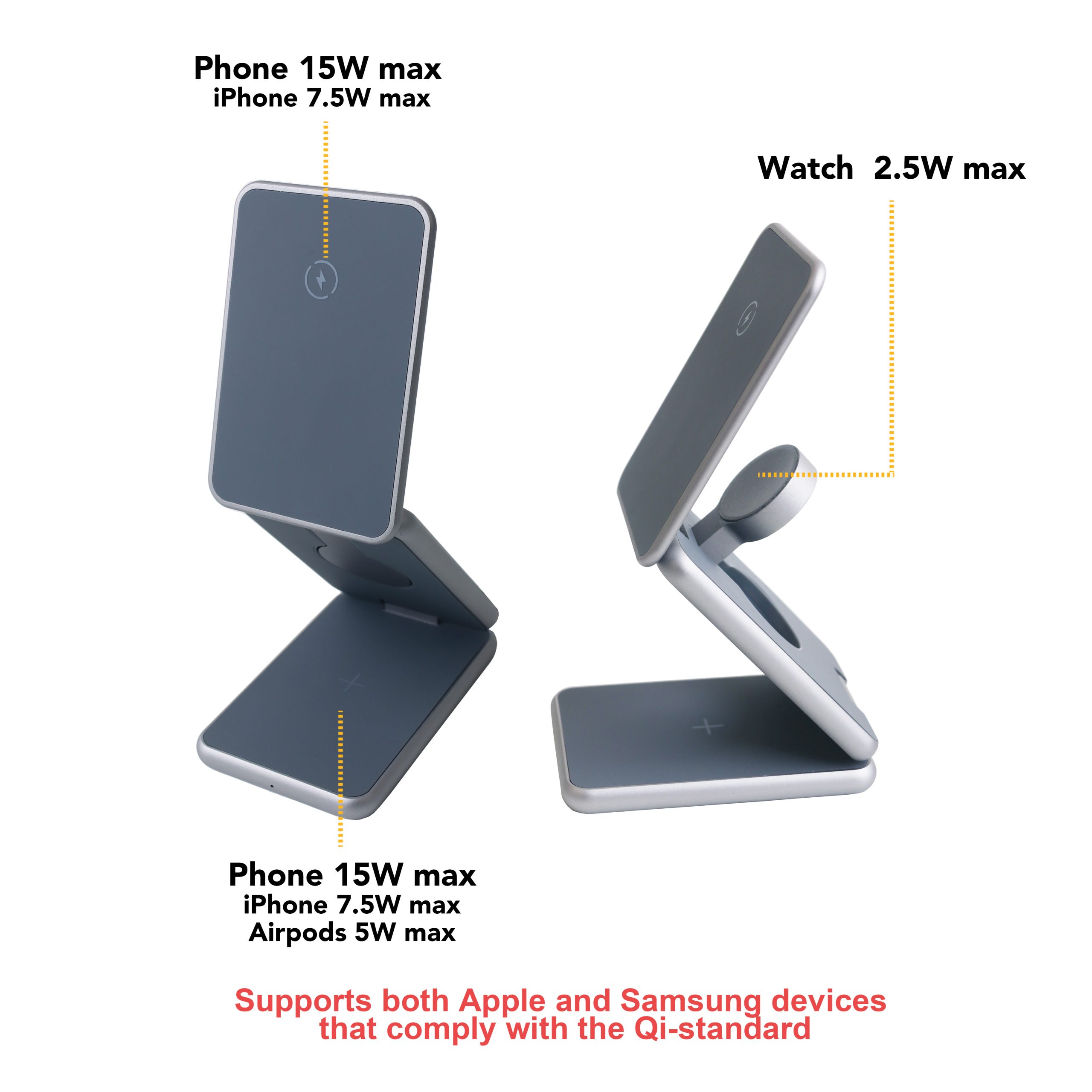 Premium 3 in 1 Foldable Wireless Charger Stand - Image 2