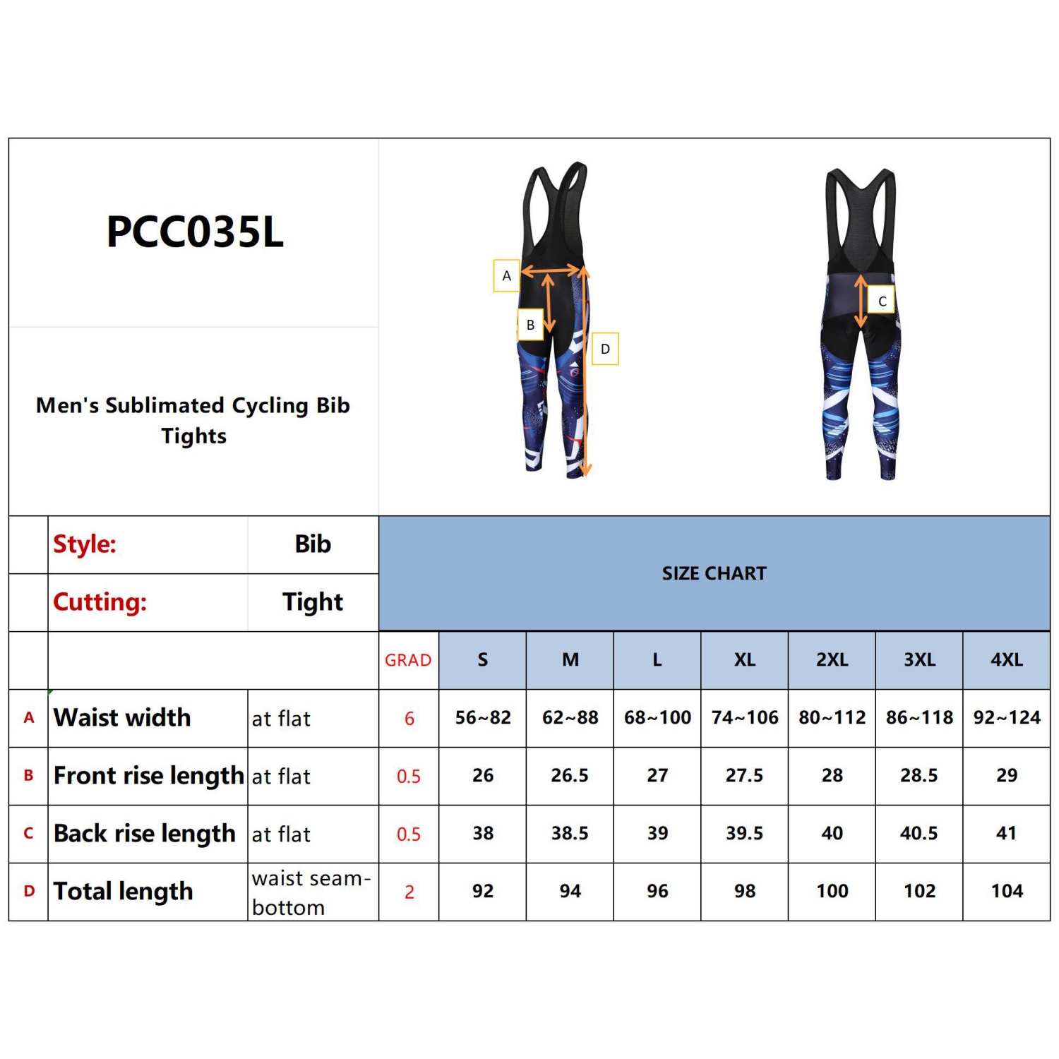Men's Sublimated Cycling Bib Tights - Image 13