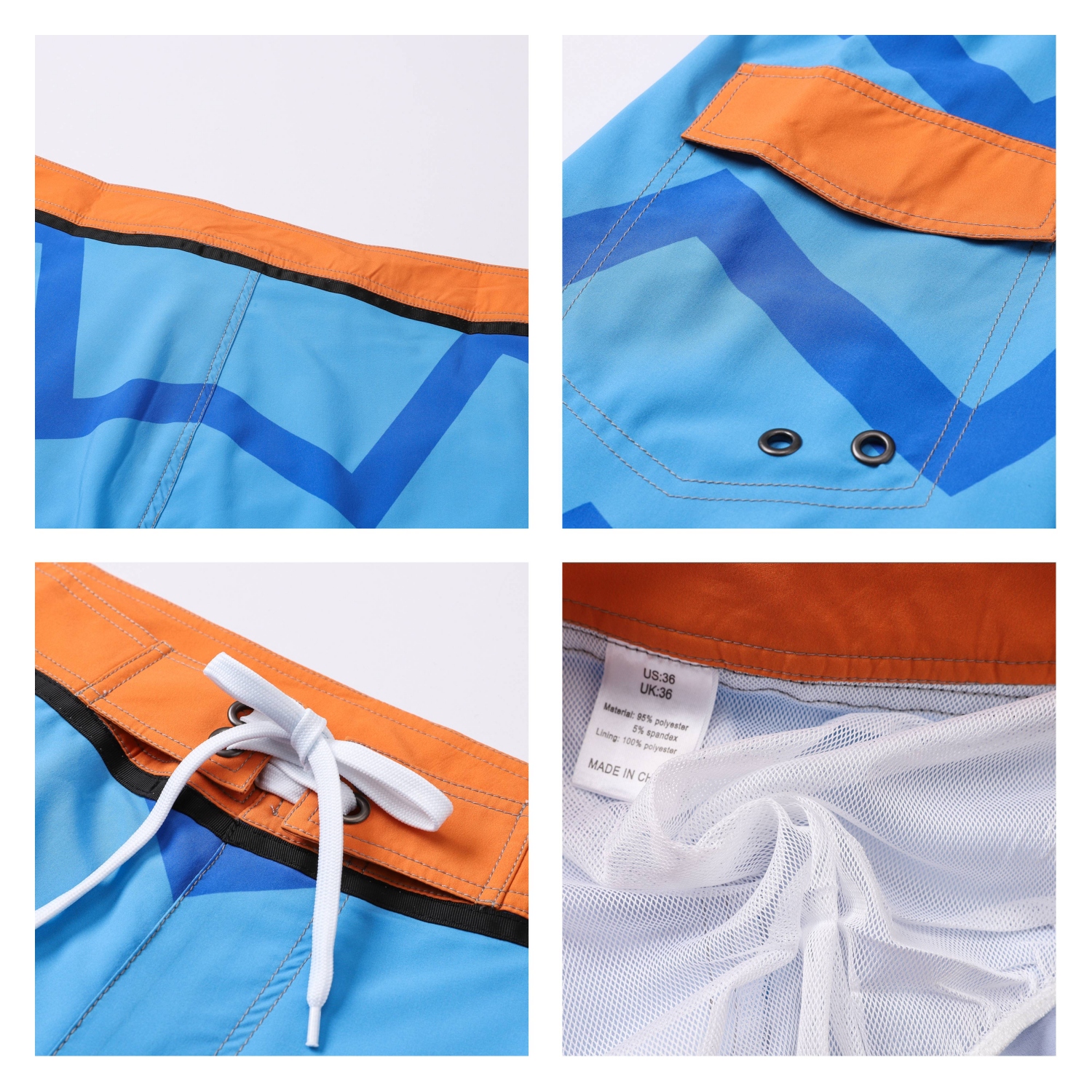 Men's Polyester Spandex Sublimated Swim Shorts Knee Length - Image 5