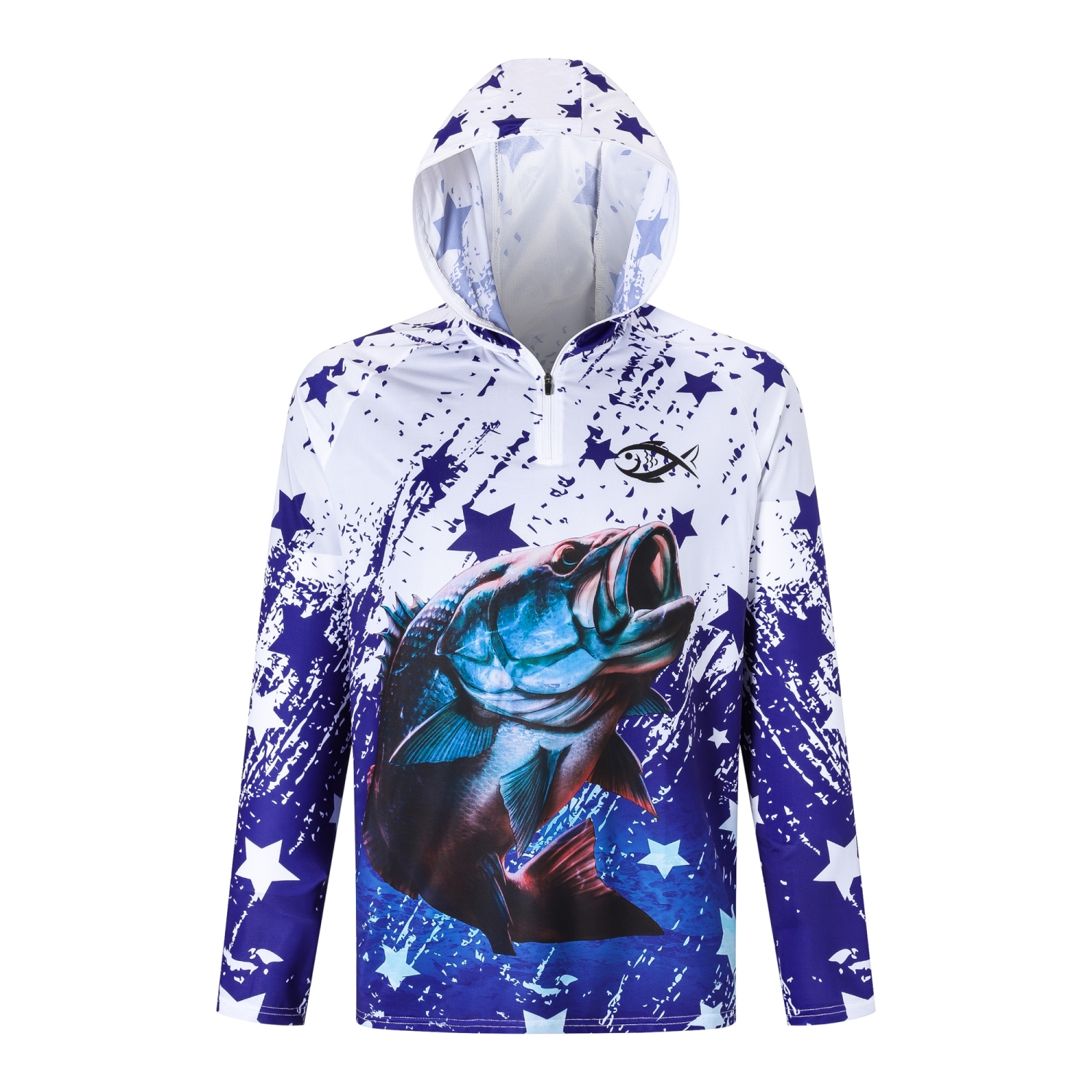 Men's Polyester Spandex Sublimated 1/4 Zip Fishing Hood Shirt - Image 3