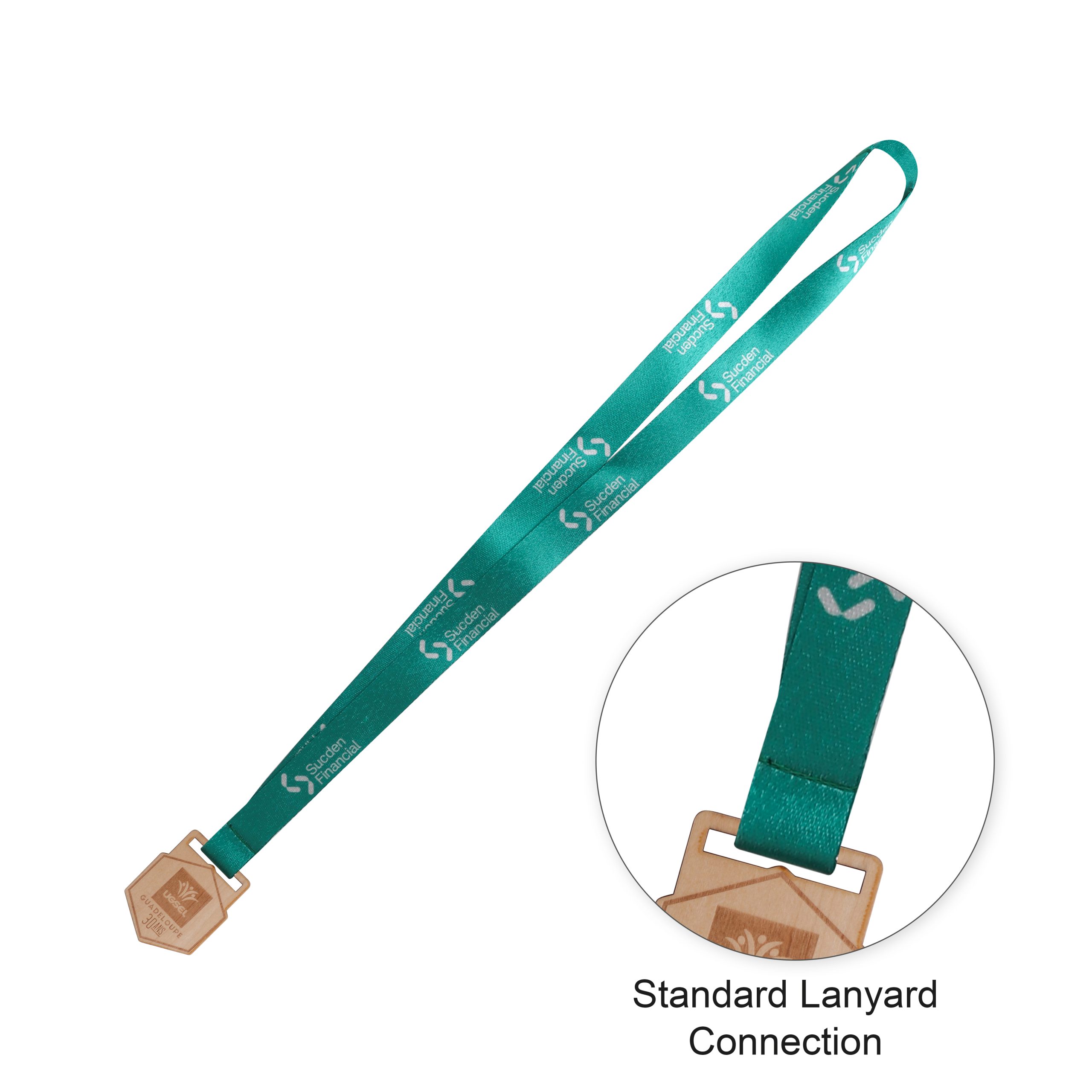 Custom Shaped Wooden Medal with RPET Lanyard - Image 2