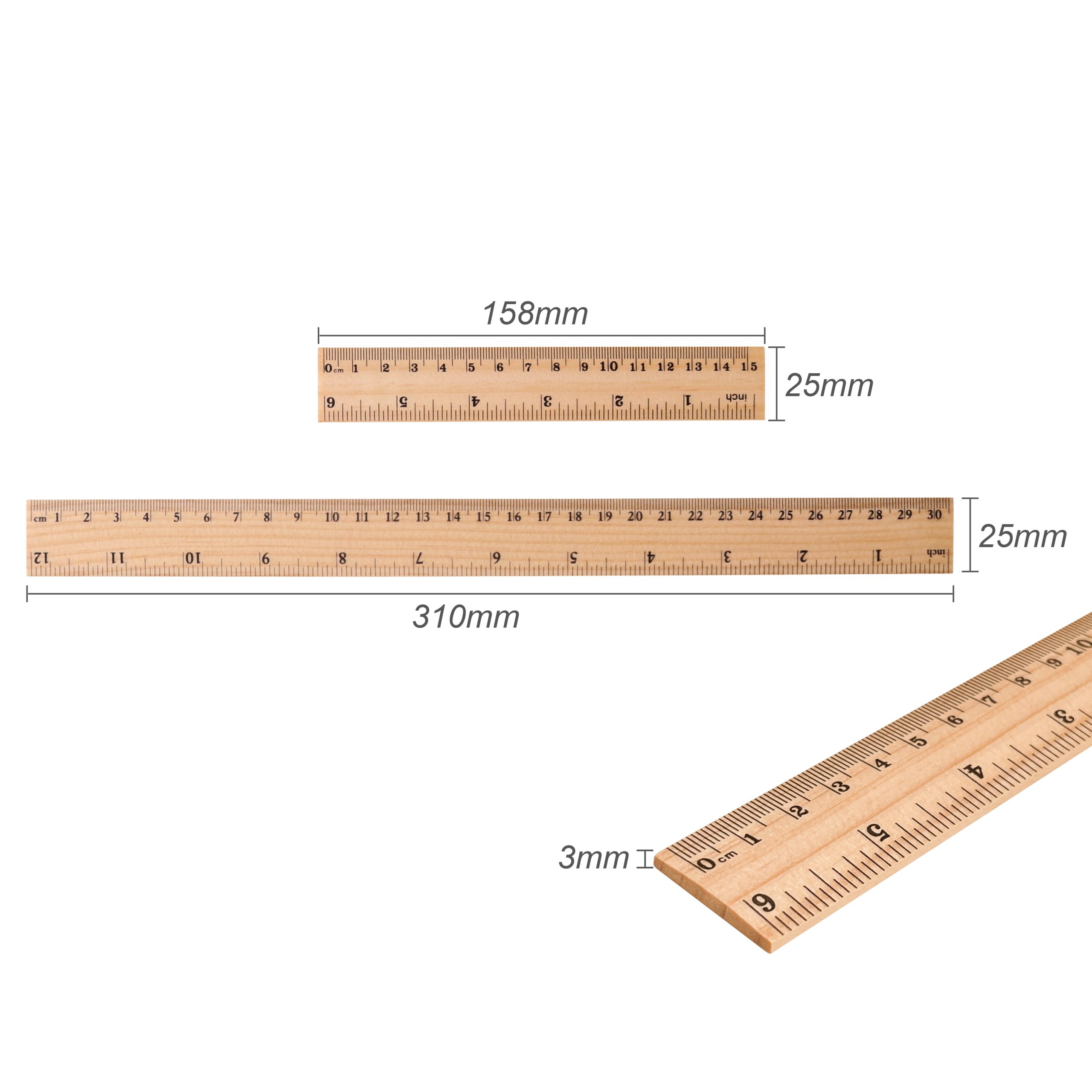 Dual Scale Wooden Ruler - Image 3
