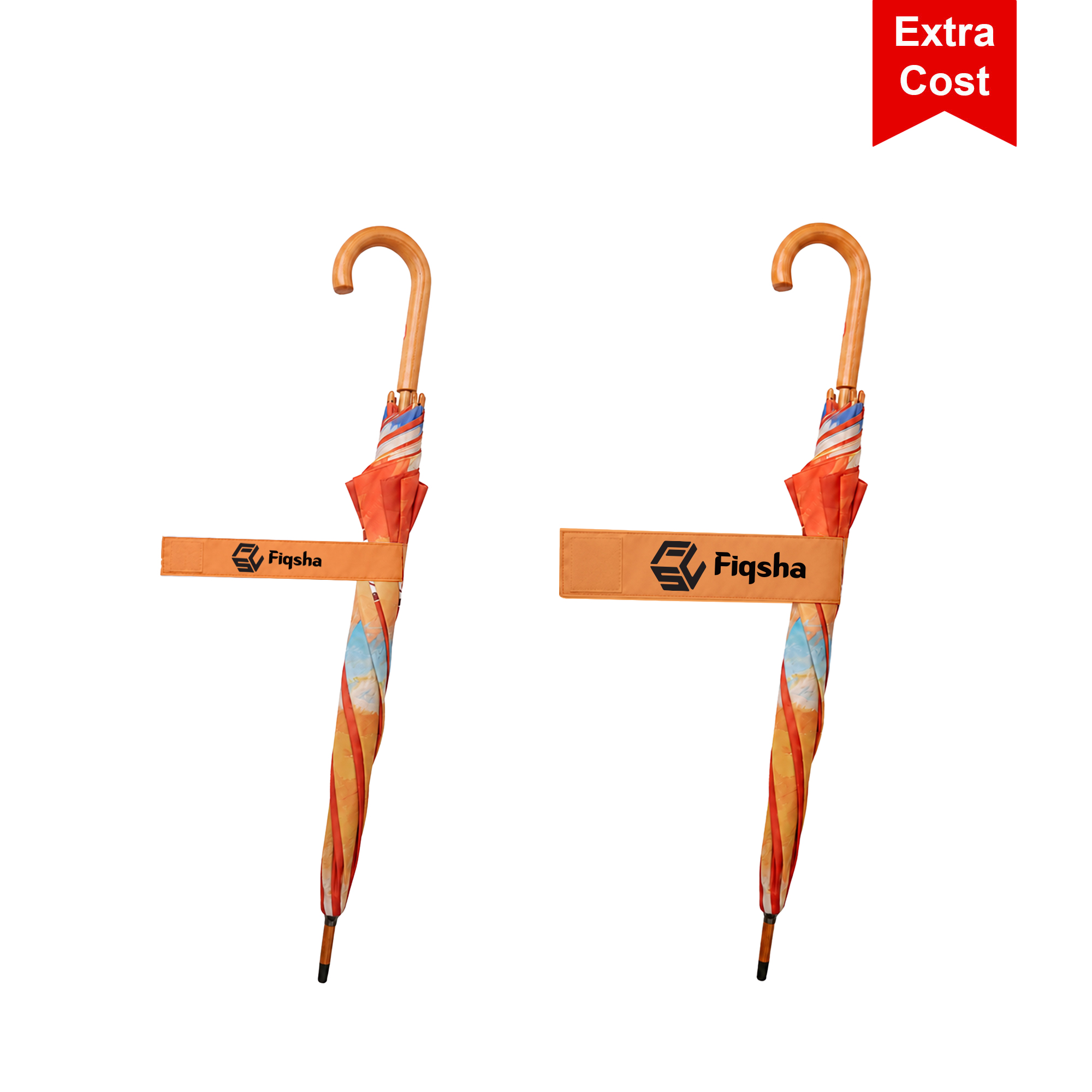 RPET Wooden Umbrella with Curved Handle - Image 10