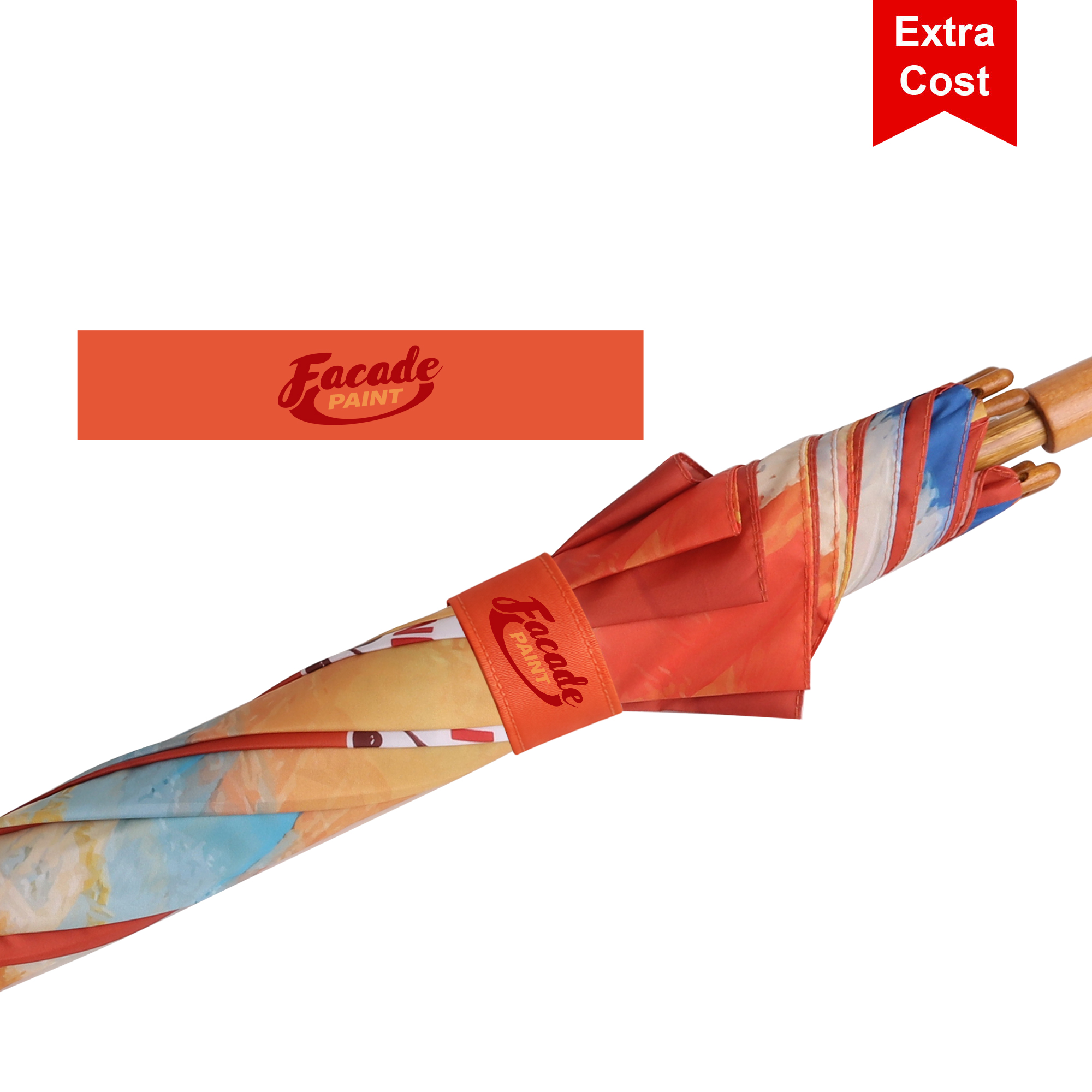 RPET Wooden Umbrella with Curved Handle - Image 9