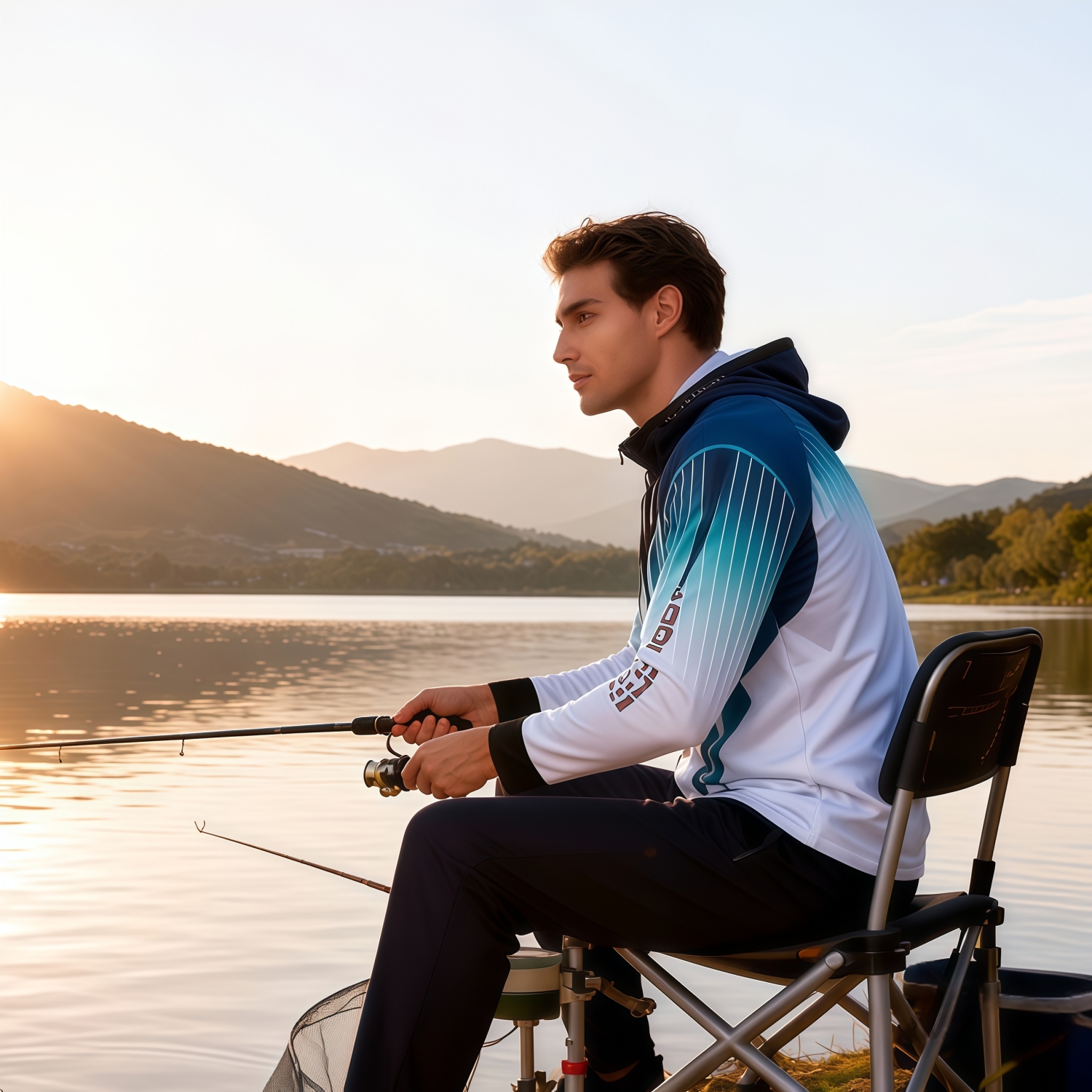 Men's 100% Polyester Sublimated Fishing Hooded Jacket - Image 3