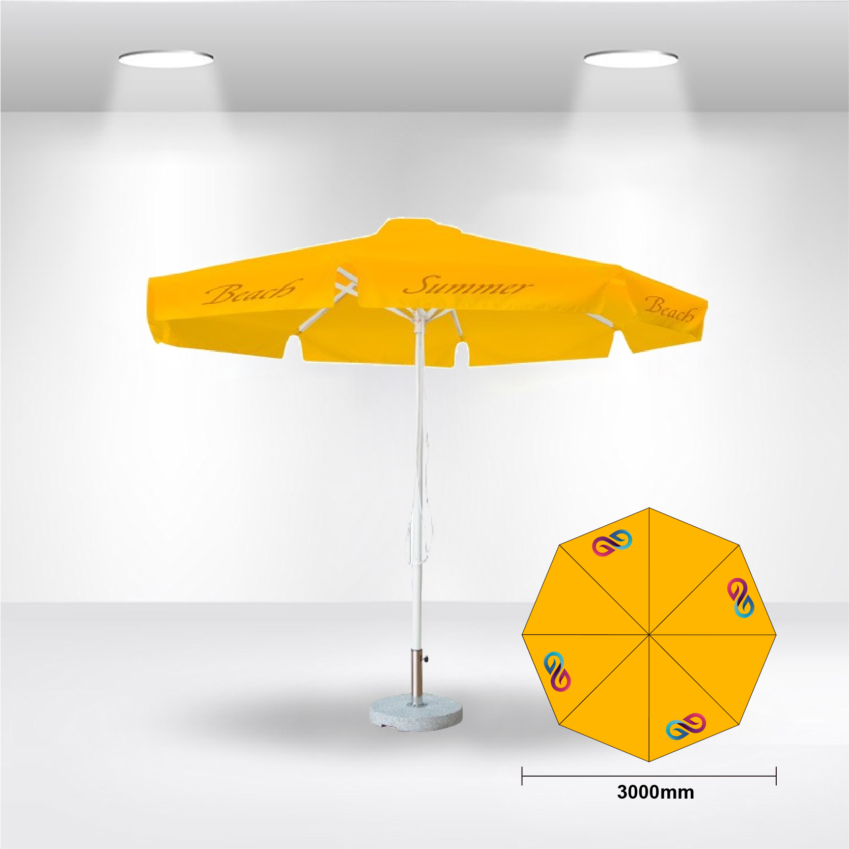 3x3m Round Stock Colour Commercial Market Umbrella - Image 2
