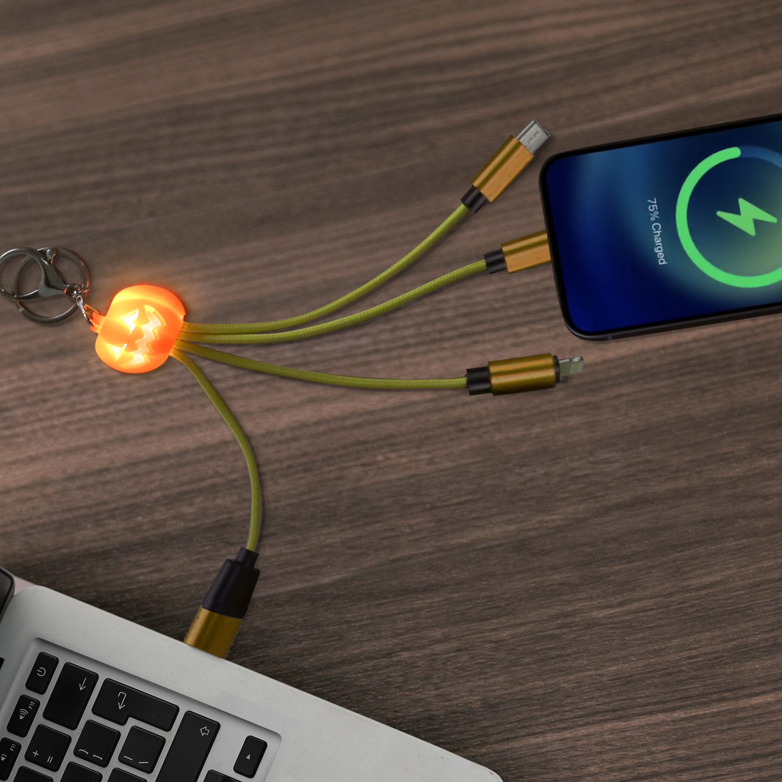 Custom Shape Light Up Charging Cable with Keyring - Image 14