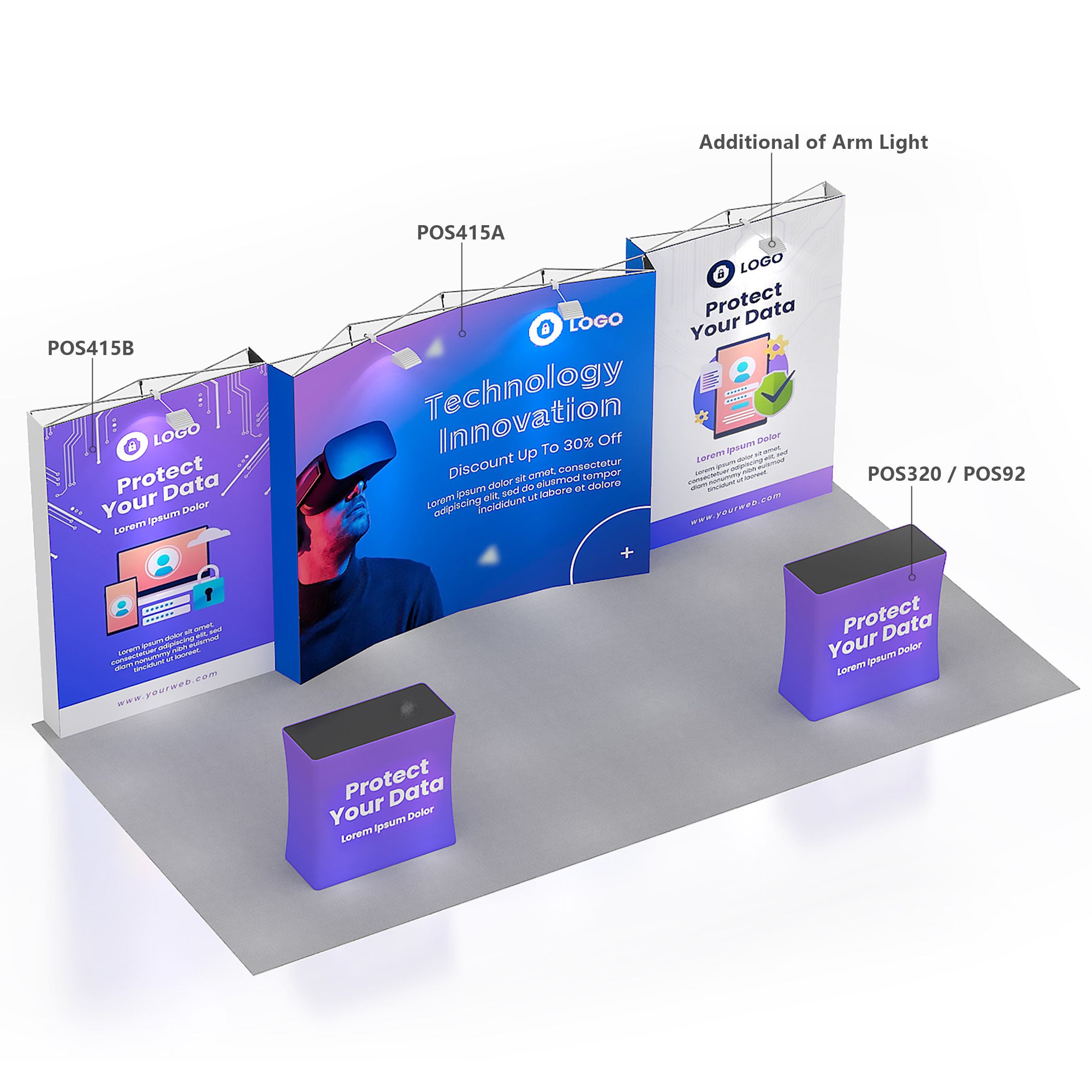 1.5m Straight Pop Up Display Wall - Image 2