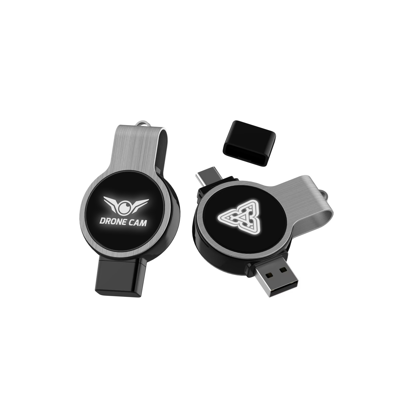 Double Ended Swivel Lighting Logo Flash Drive - Image 2