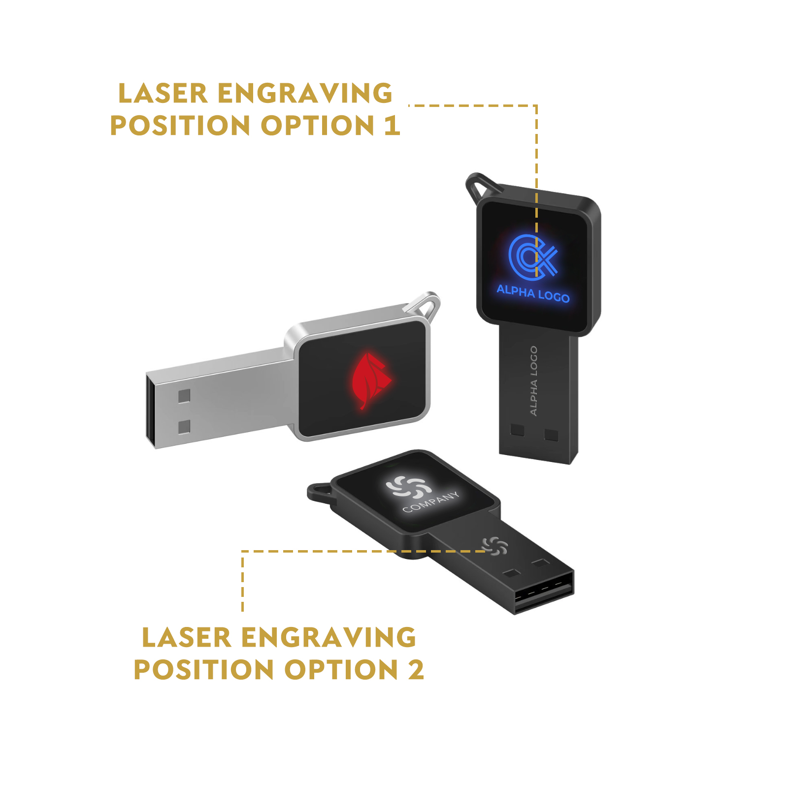 Square Lighting Logo Flash Drive - Image 3