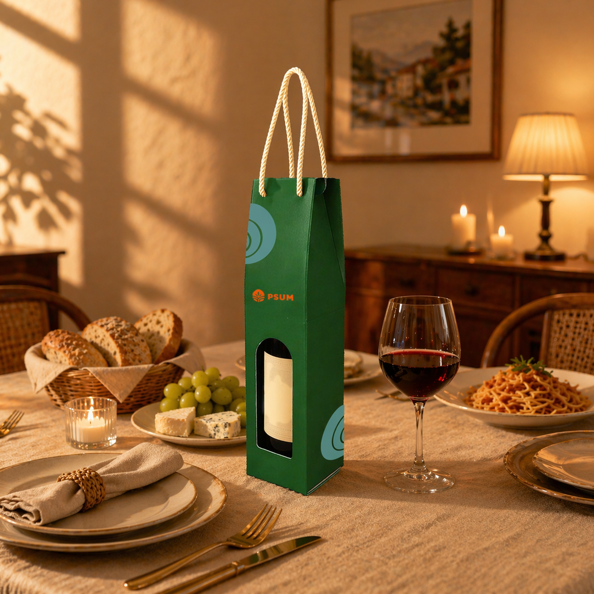 Single Bottle Wine Box with Rope Handle - Image 9