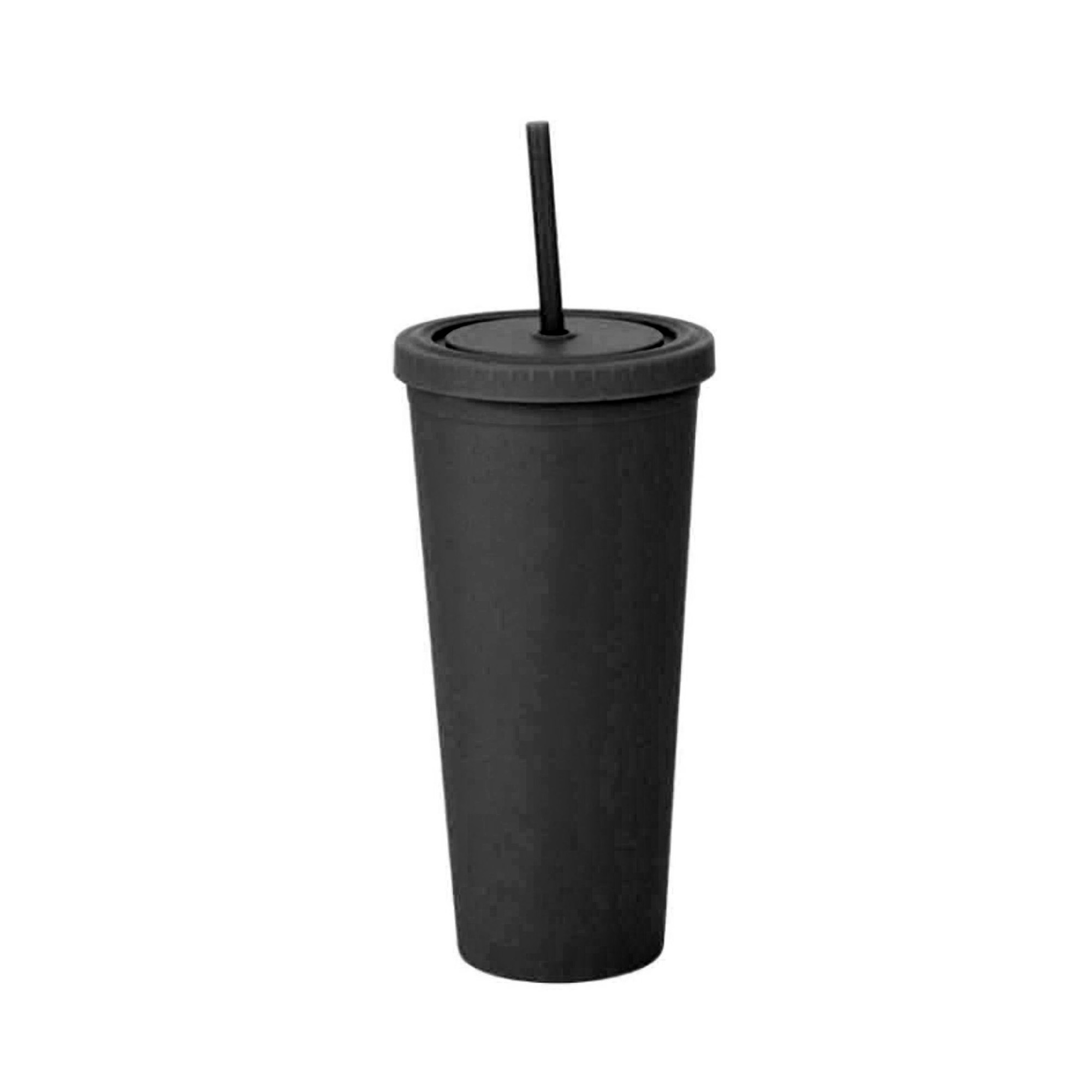 24oz Matte Plastic Cups with Lids & Straws - Image 3