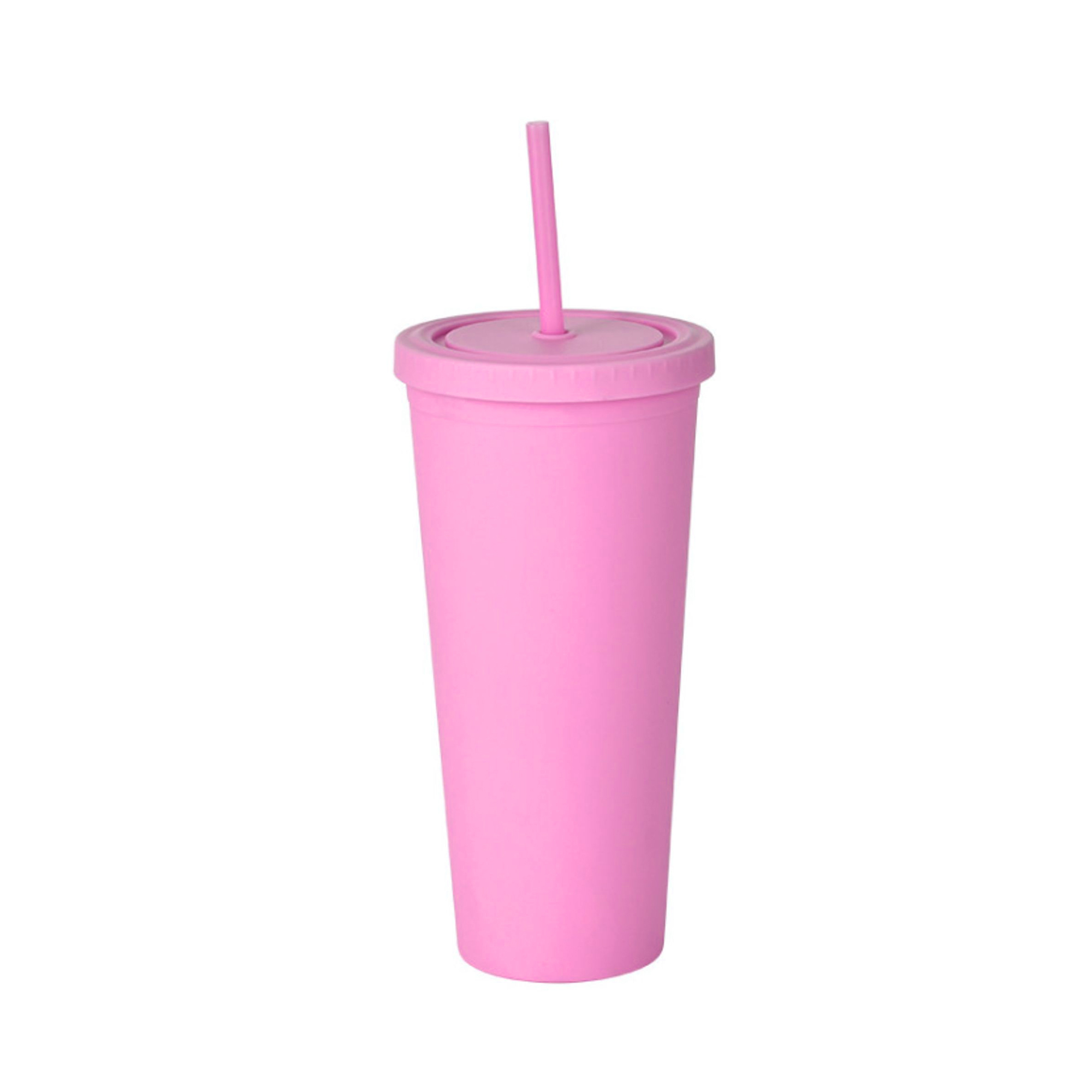 24oz Matte Plastic Cups with Lids & Straws - Image 7