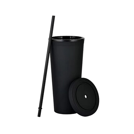 24oz Matte Plastic Cups with Lids & Straws - Image 18
